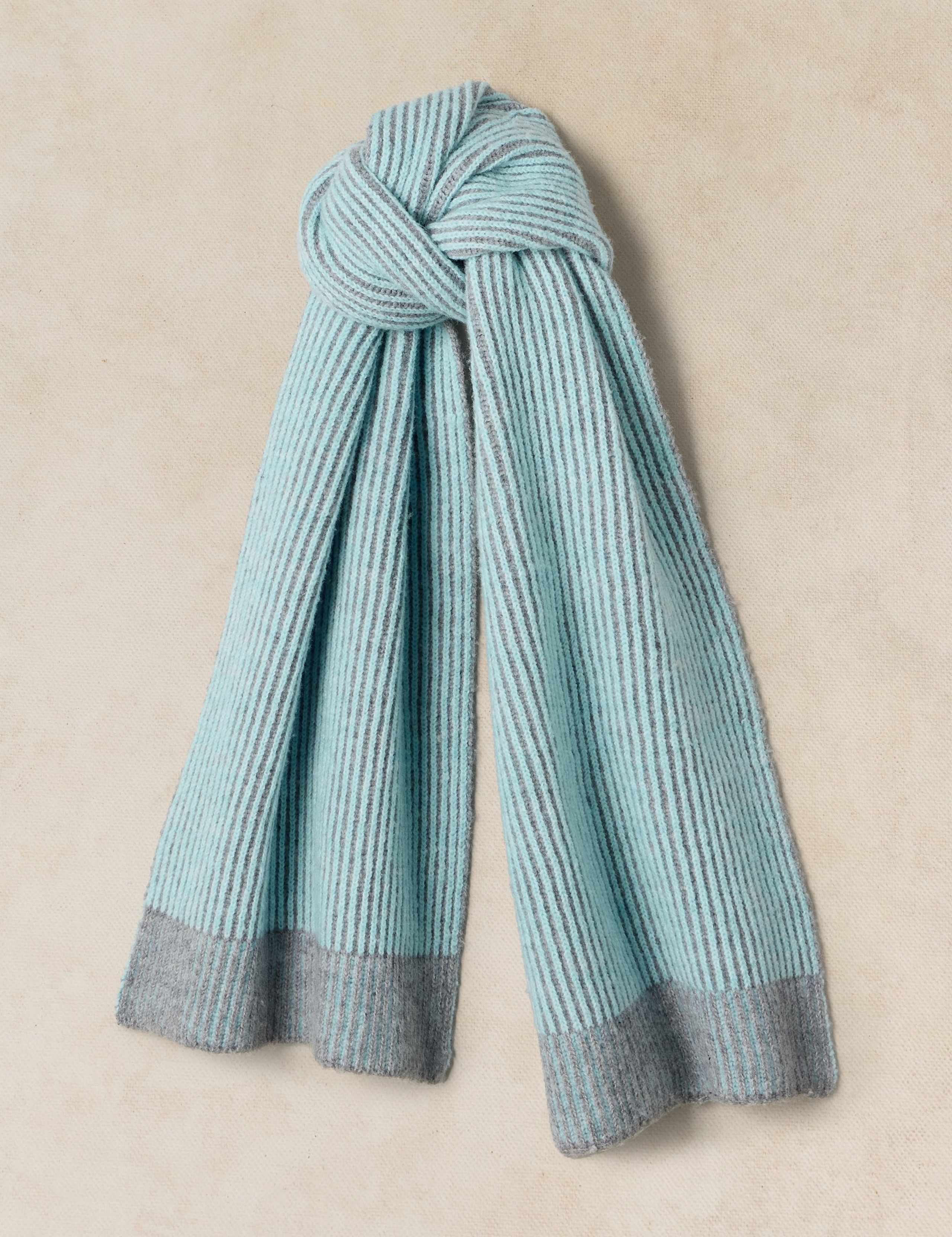 Two Tone Ribbed Knit Scarf
