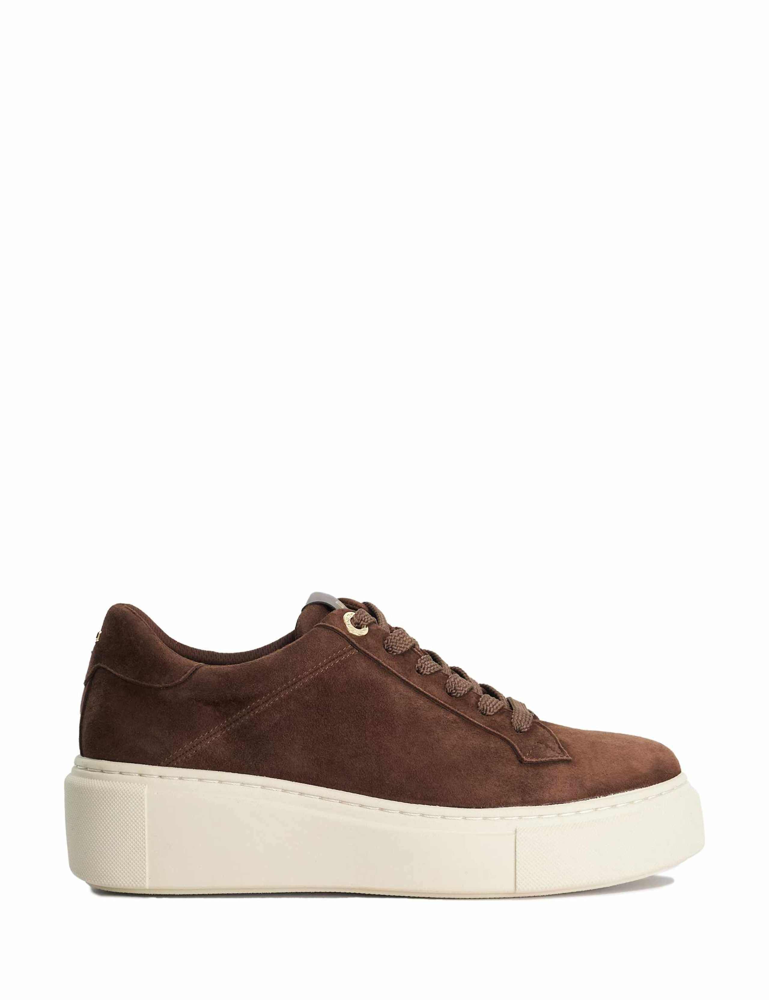 Suede Lace Up Flatform Trainers