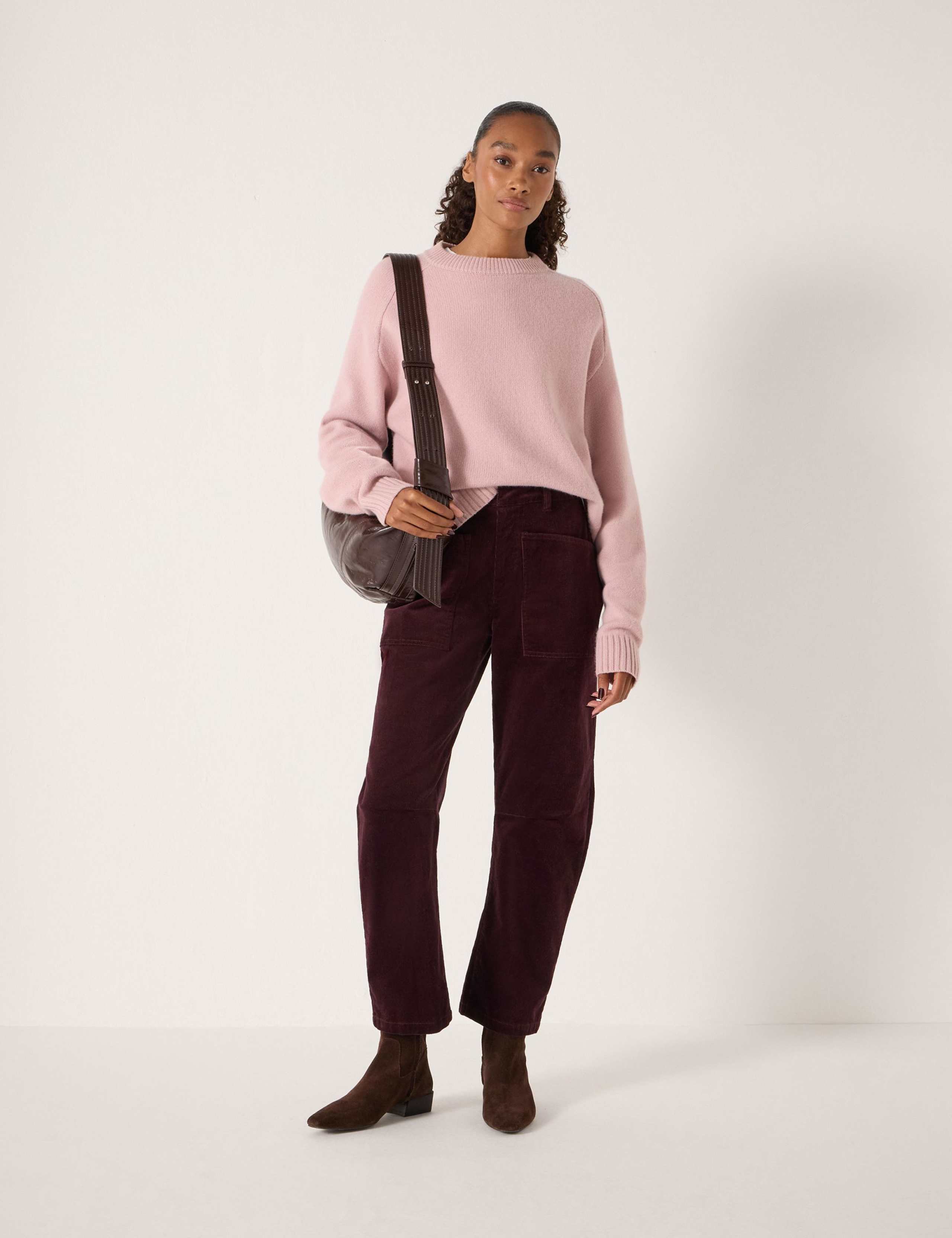 Cord Barrel Leg Ankle Grazer Trousers