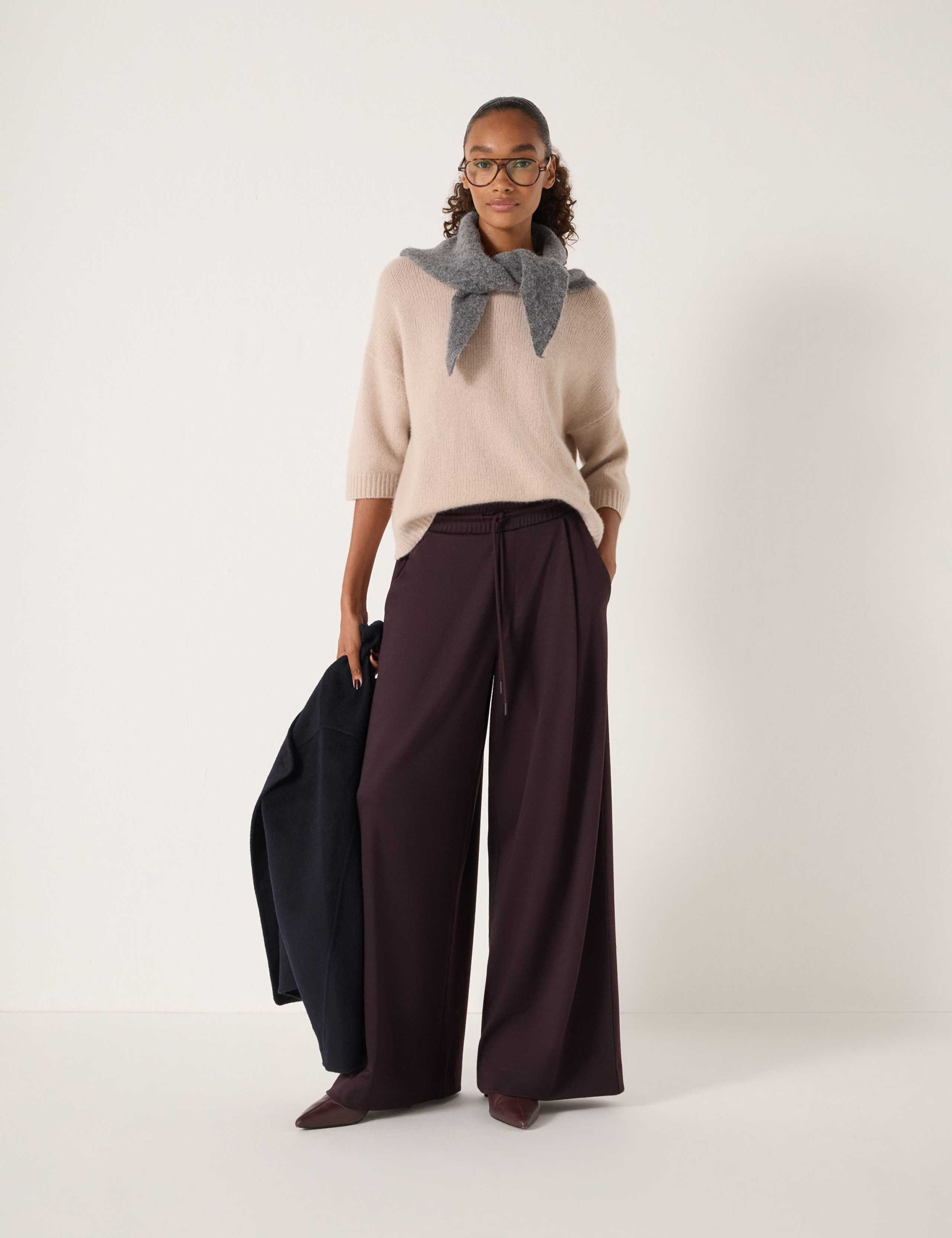 Elasticated Waist Wide Leg Trousers