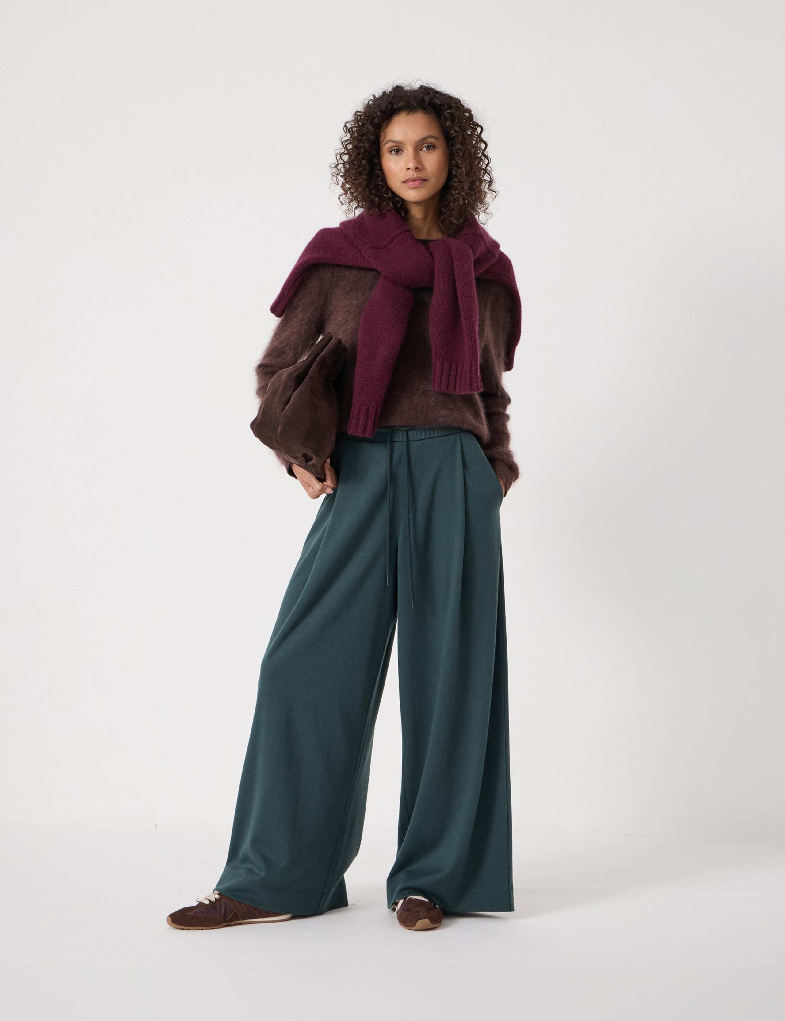 Elasticated Waist Wide Leg Trousers