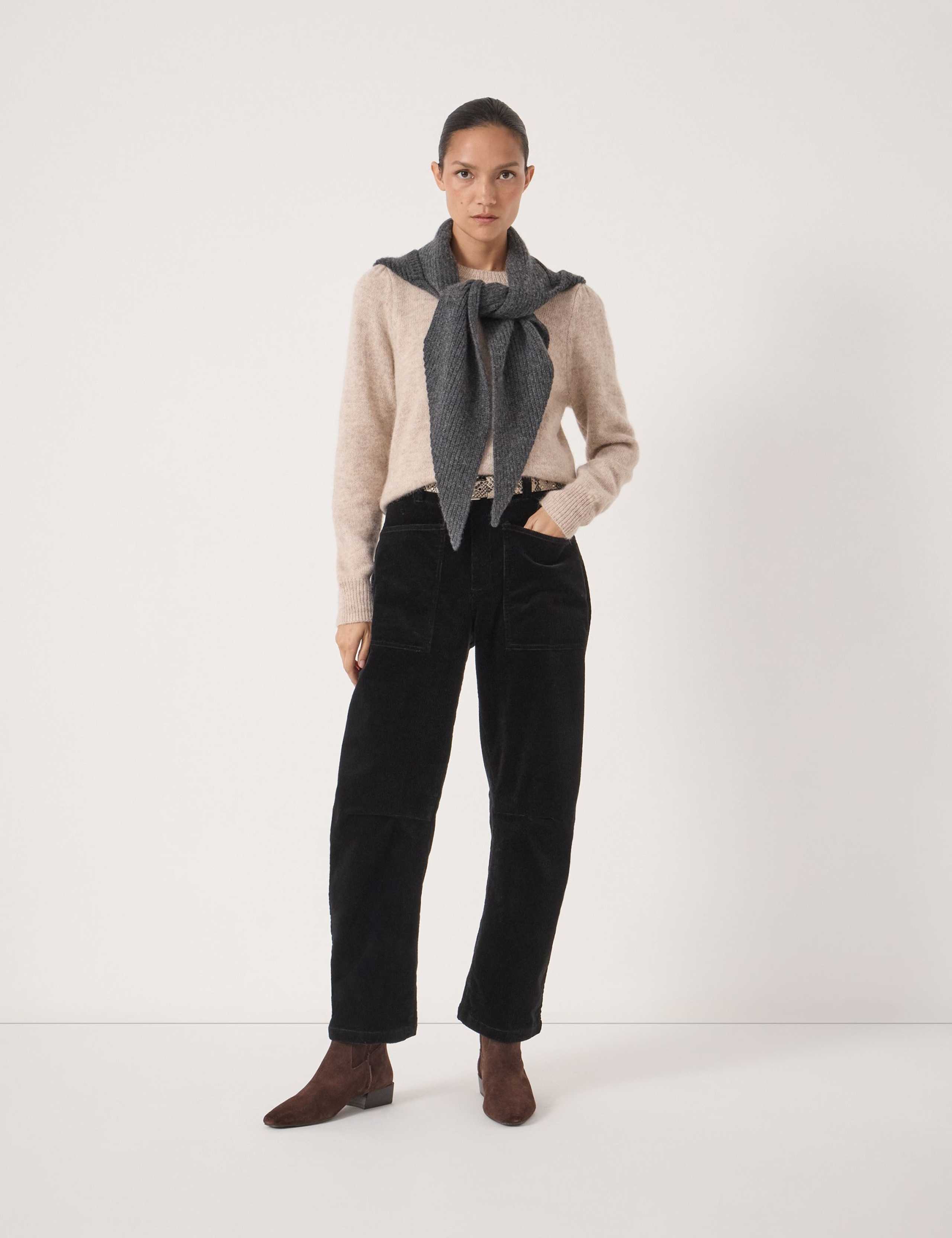 Cord Barrel Leg Ankle Grazer Trousers