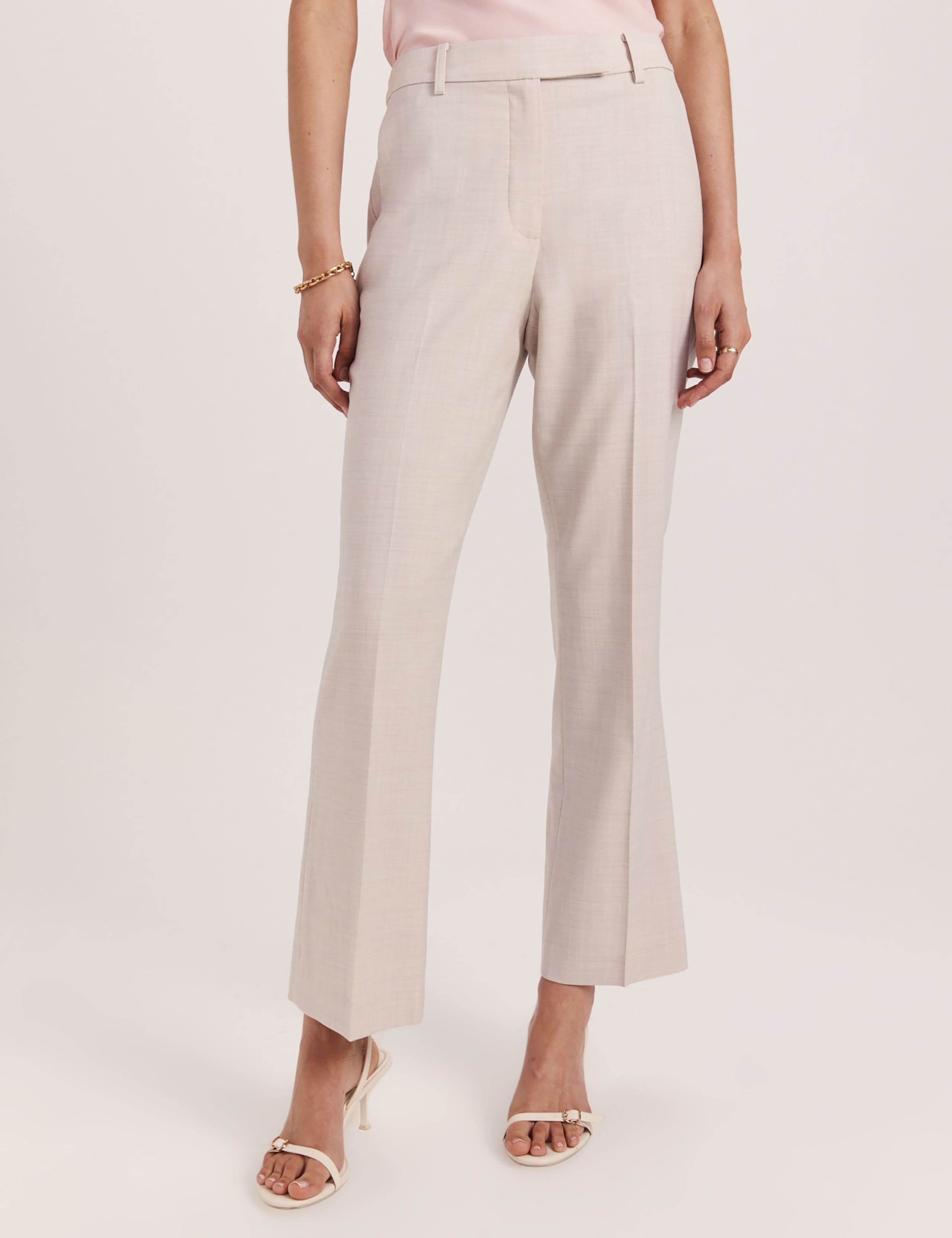 Wool Rich Straight Leg Cropped Trousers