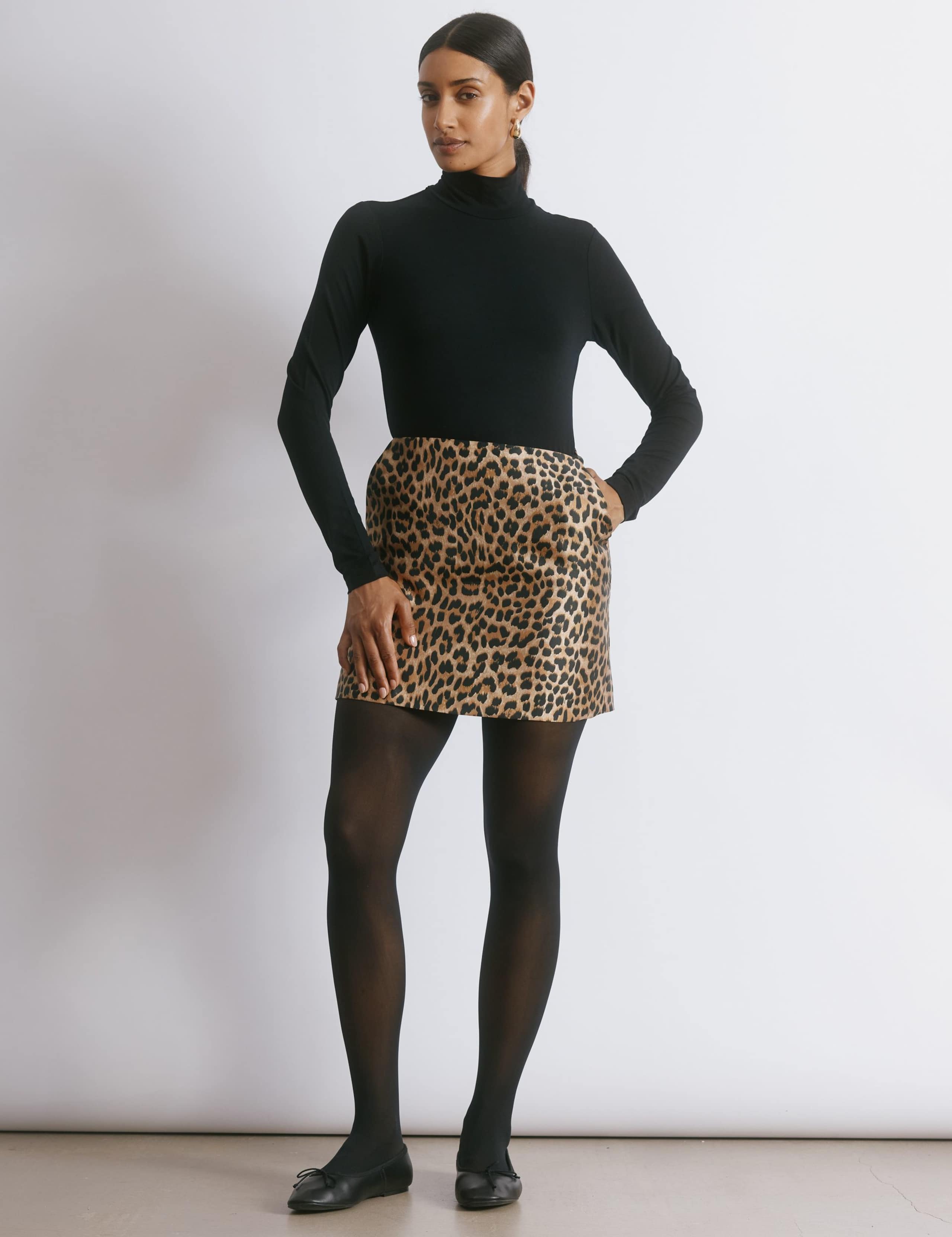 Animal Print Mini A-Line Skirt