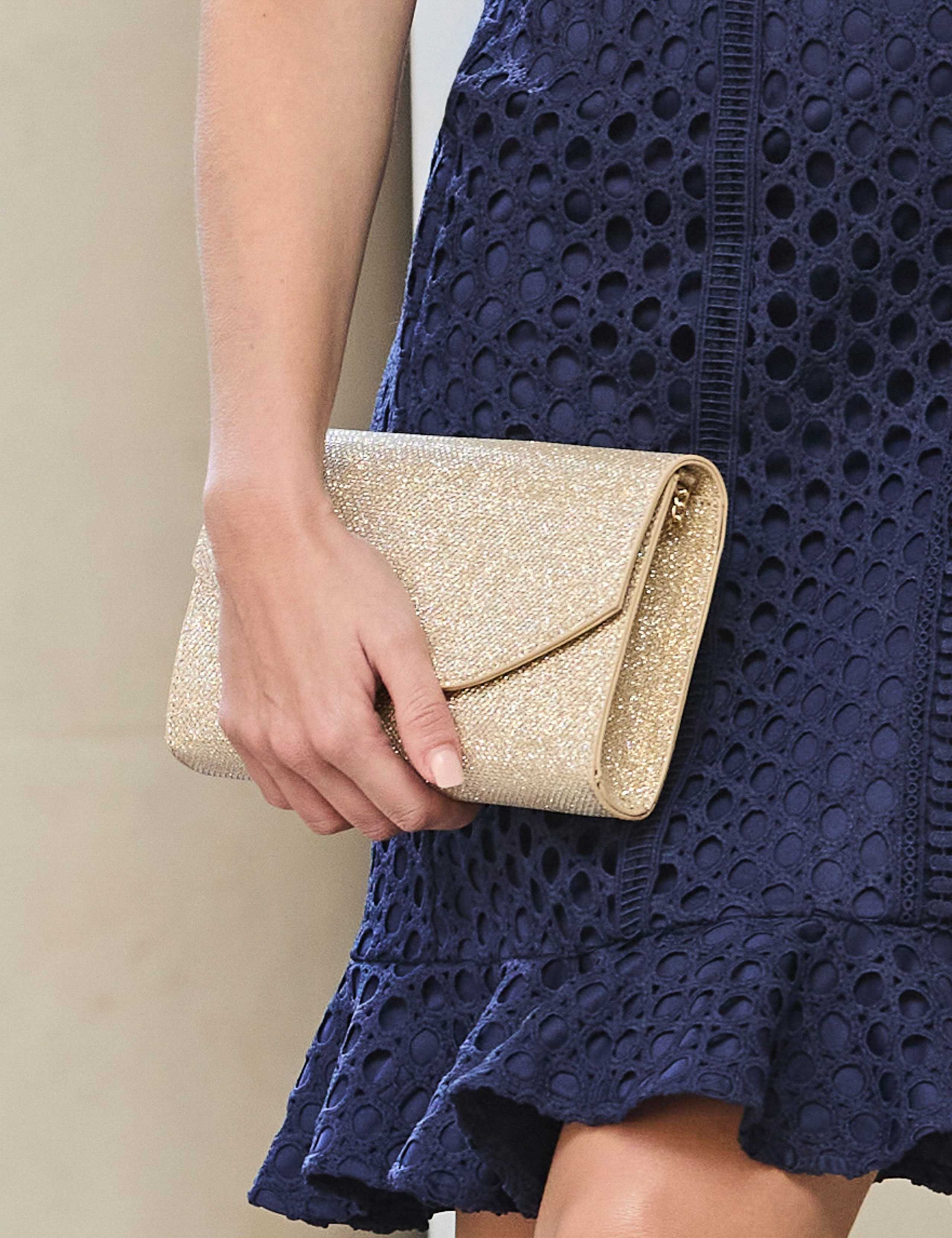 Metallic Chain Strap Clutch Bag