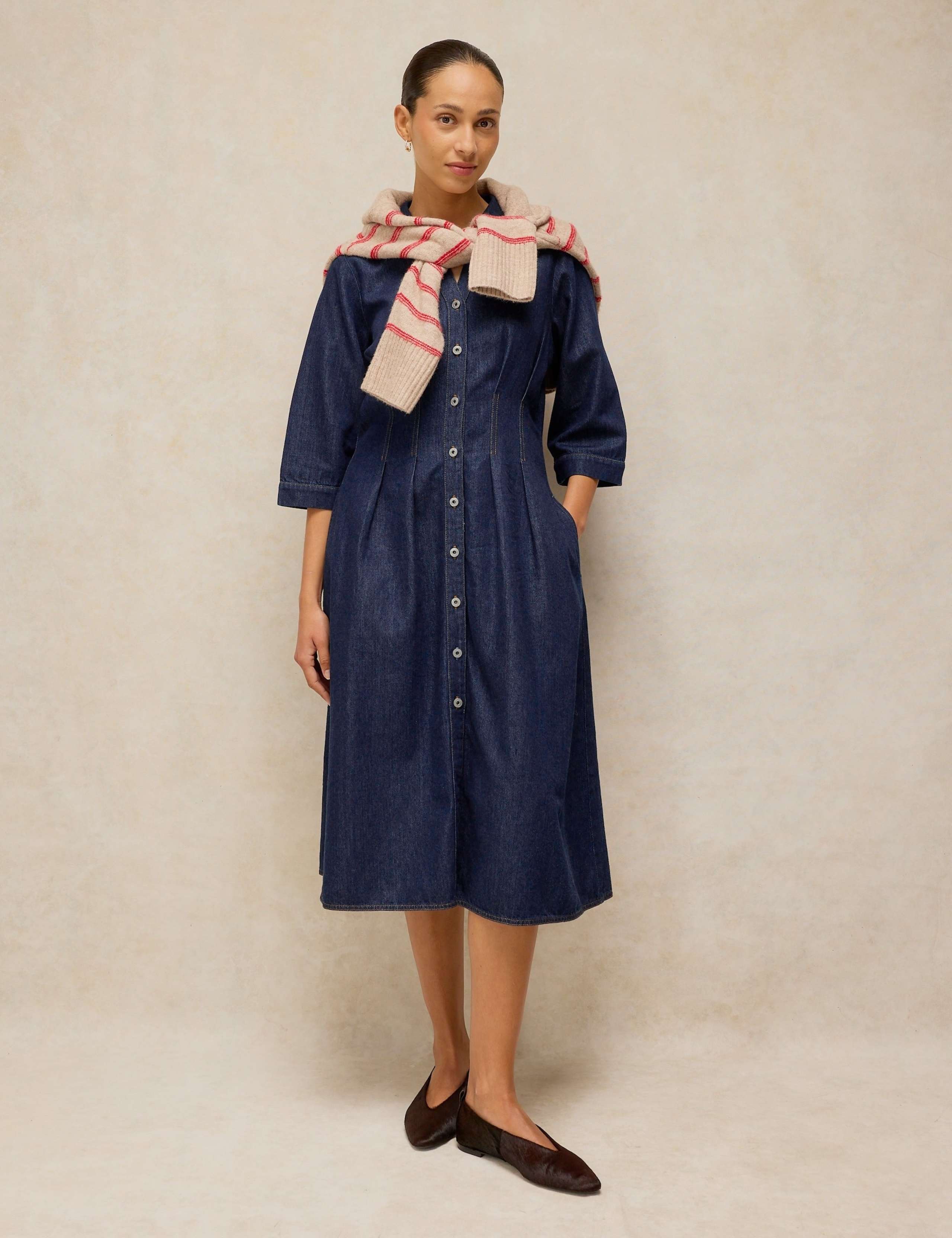 Denim Midi Shirt Dress