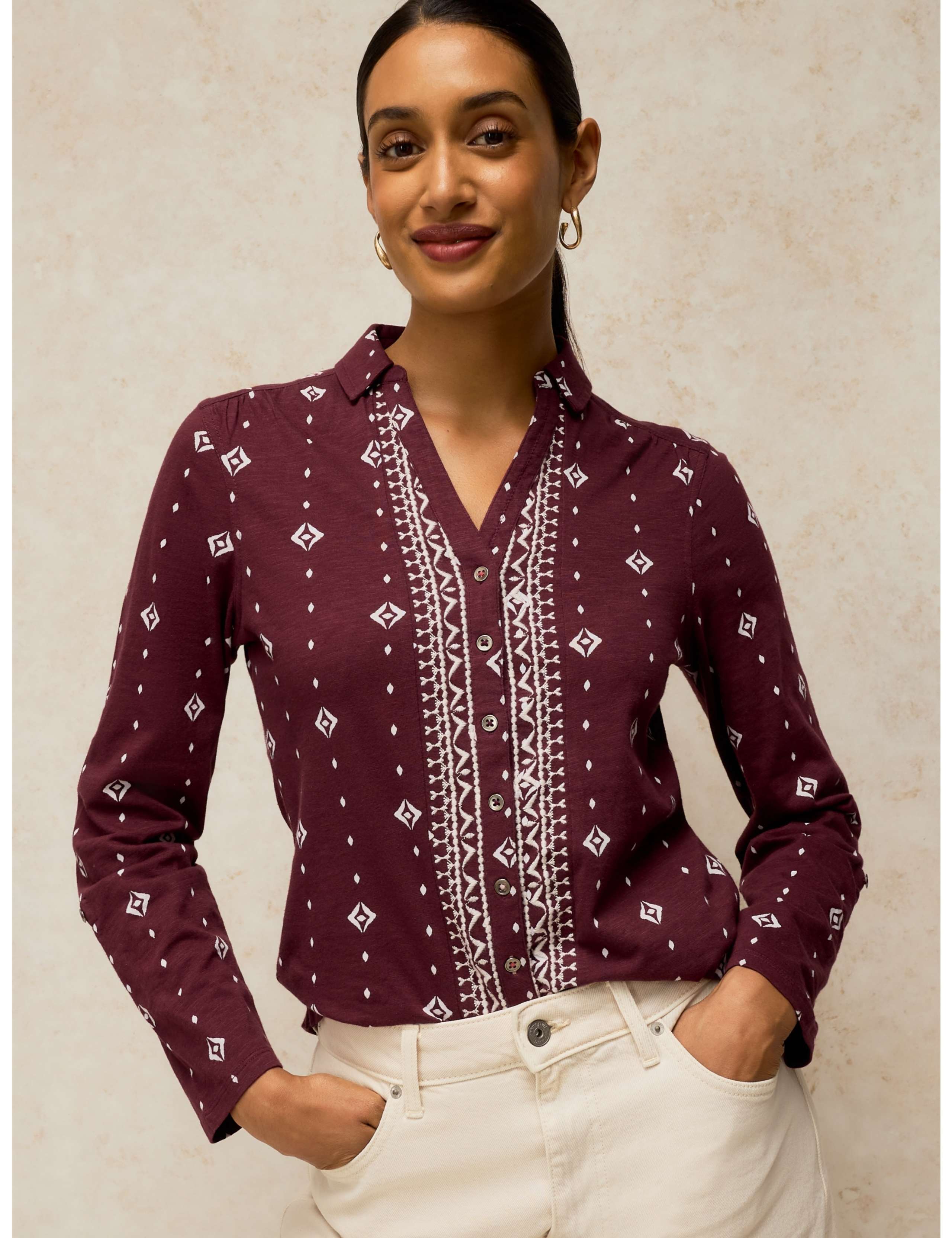 Annie Pure Cotton Embellished Collared Shirt