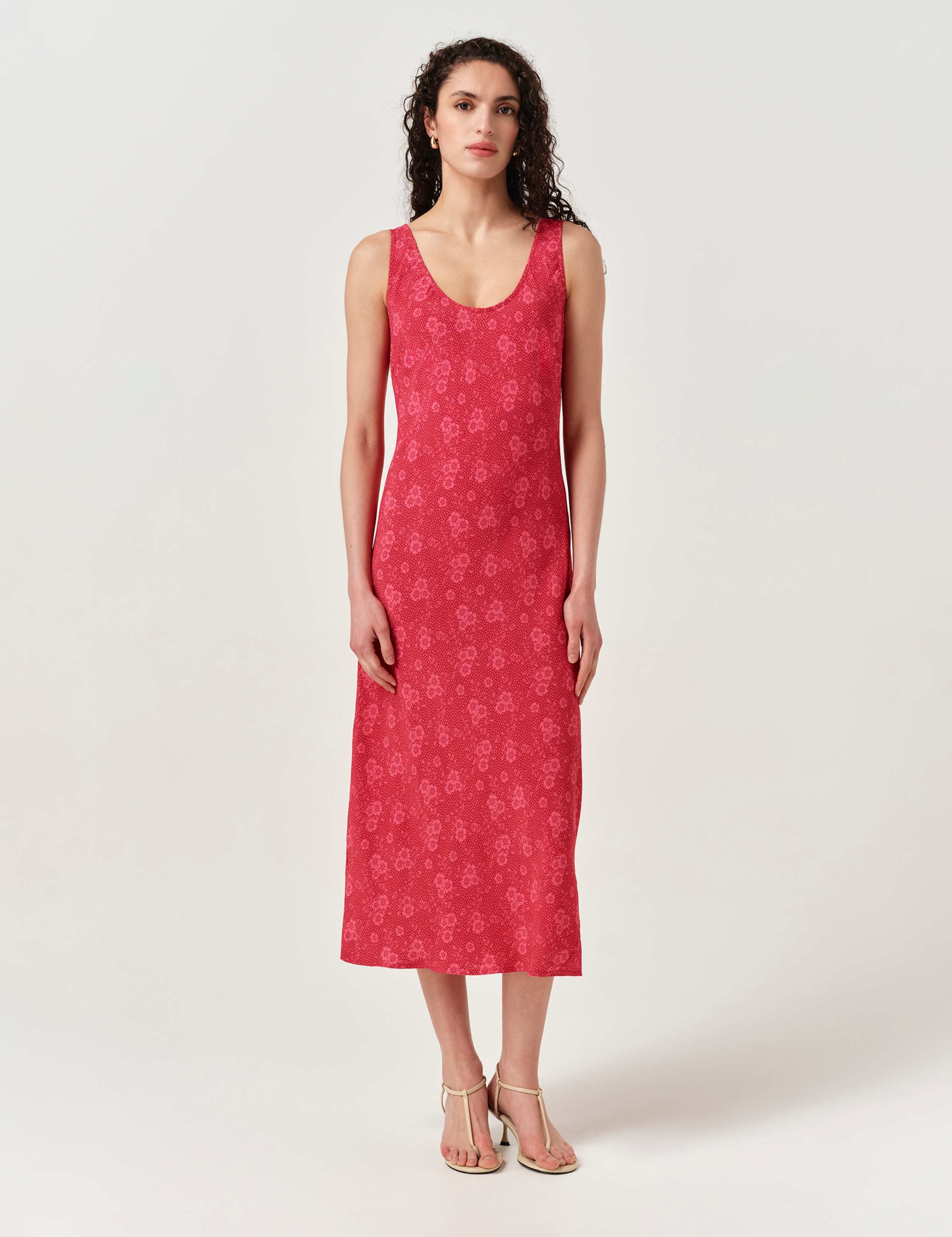 Crepe Floral Midi Slip Dress