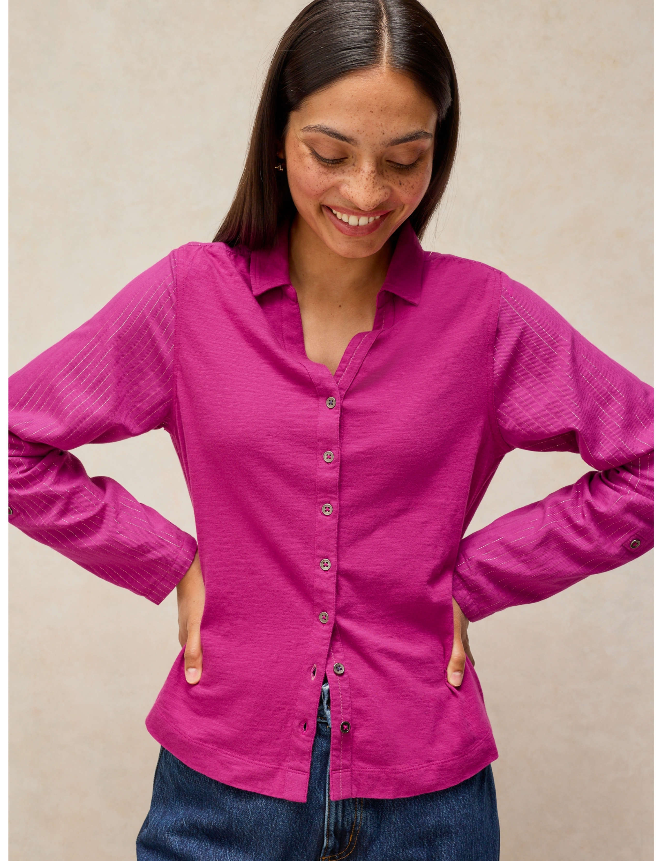 Pure Cotton Sparkly Collared Shirt
