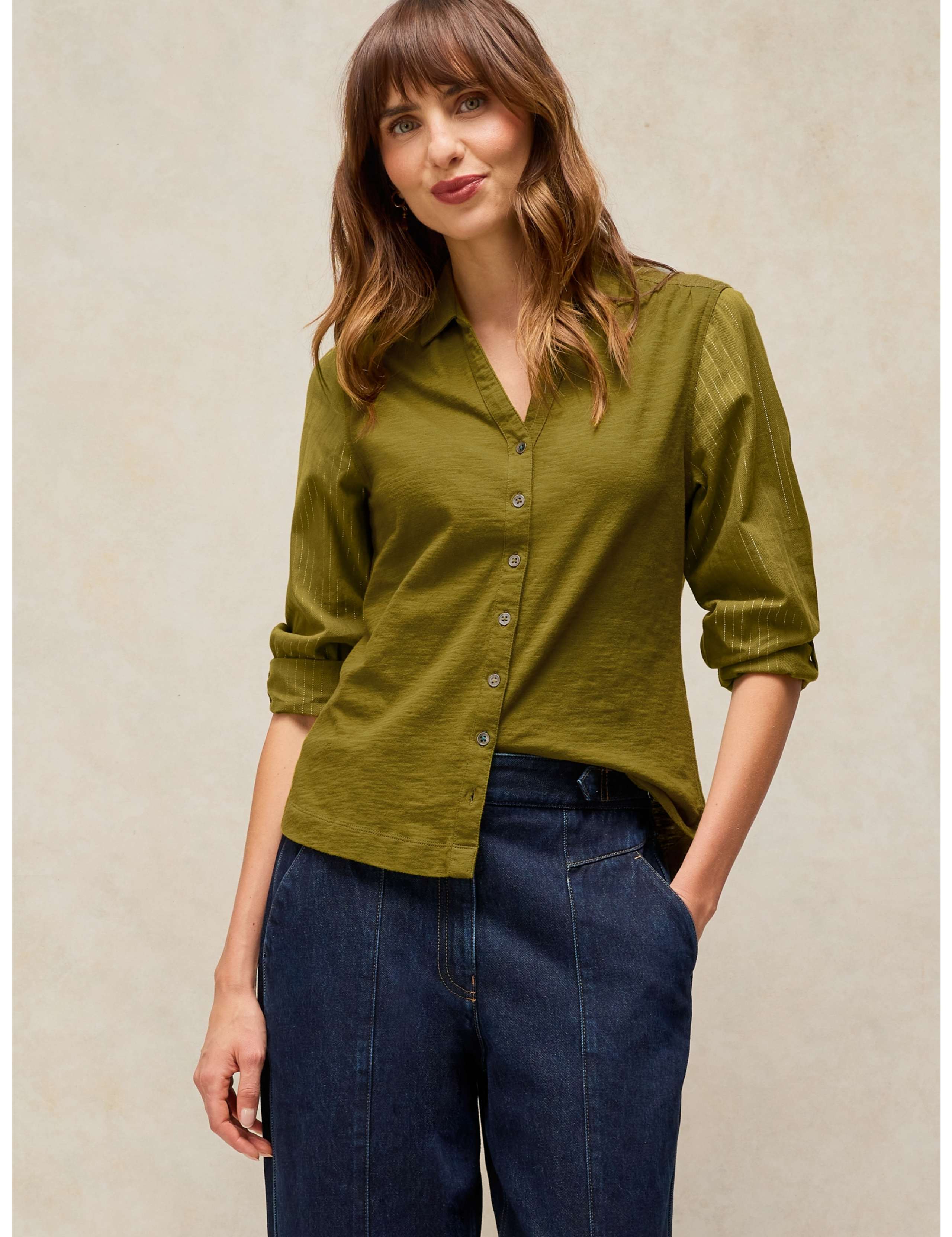 Pure Cotton Sparkly Collared Shirt