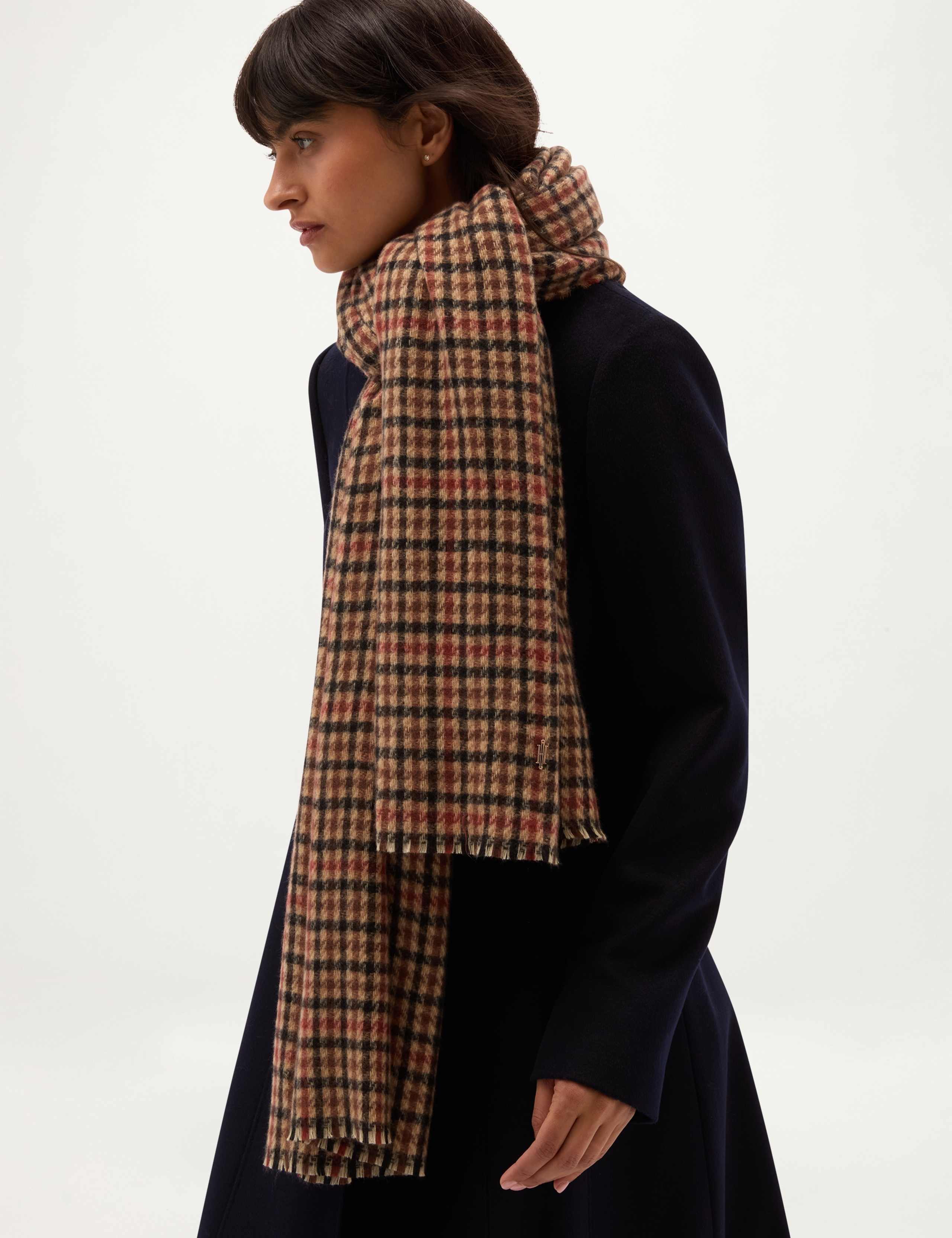 Checked Fringed Scarf