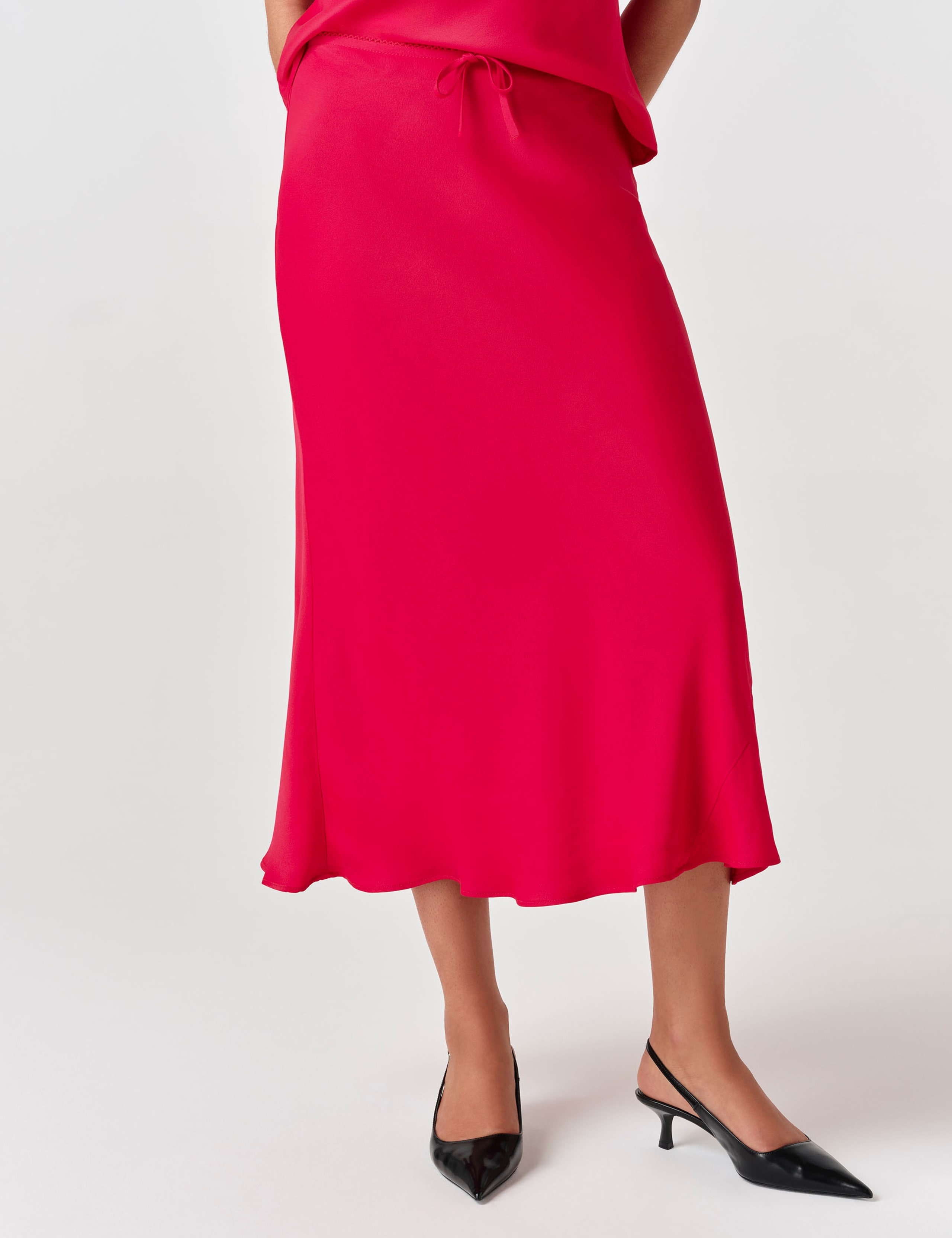 Satin Midi Slip Skirt