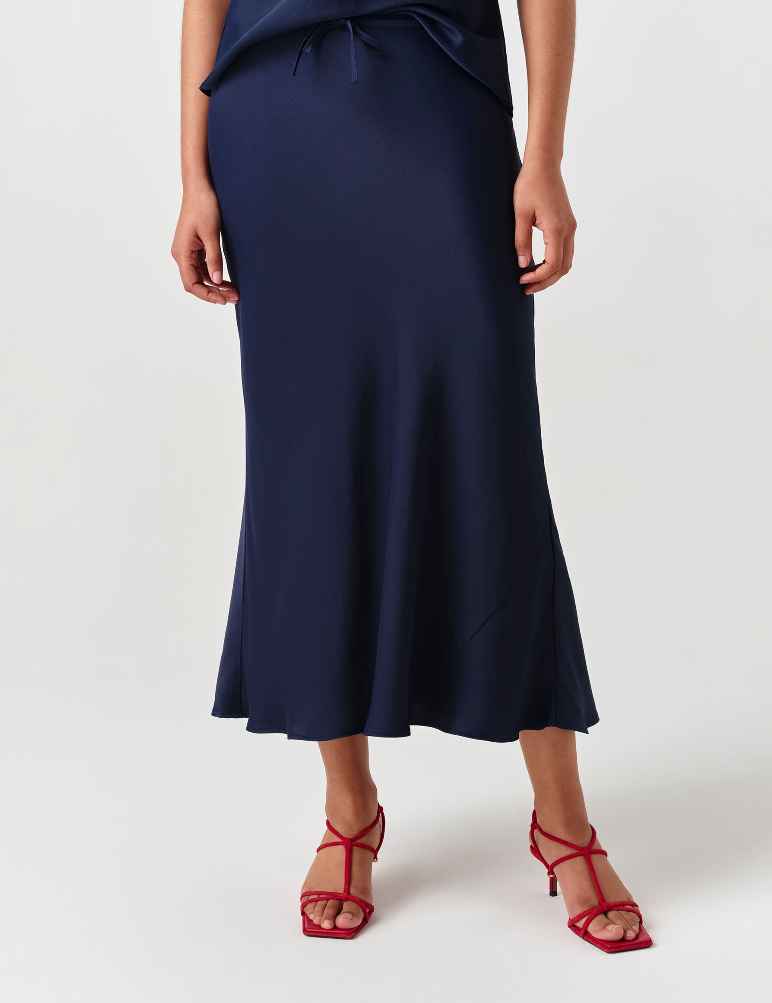 Satin Midi Slip Skirt