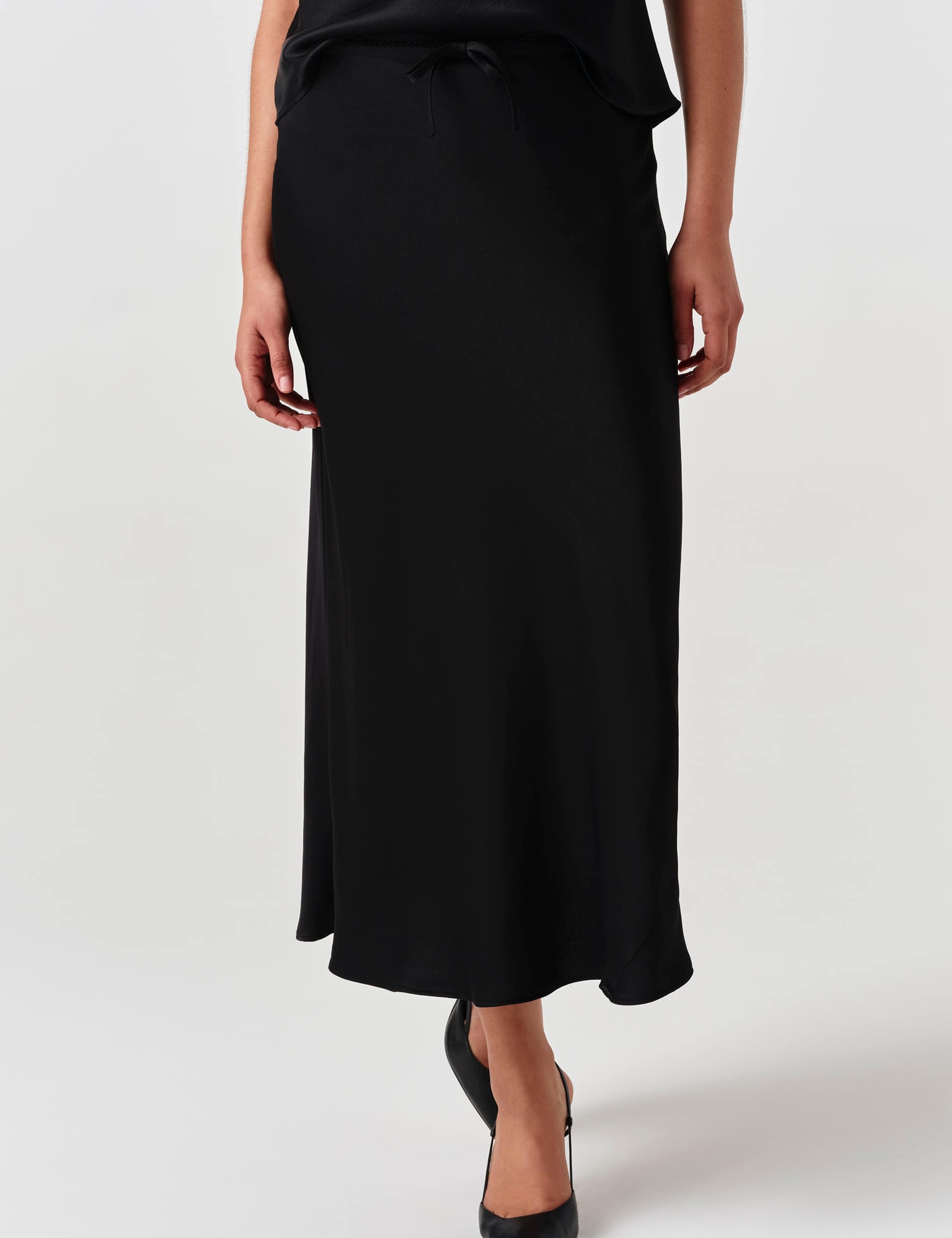 Satin Midi Slip Skirt