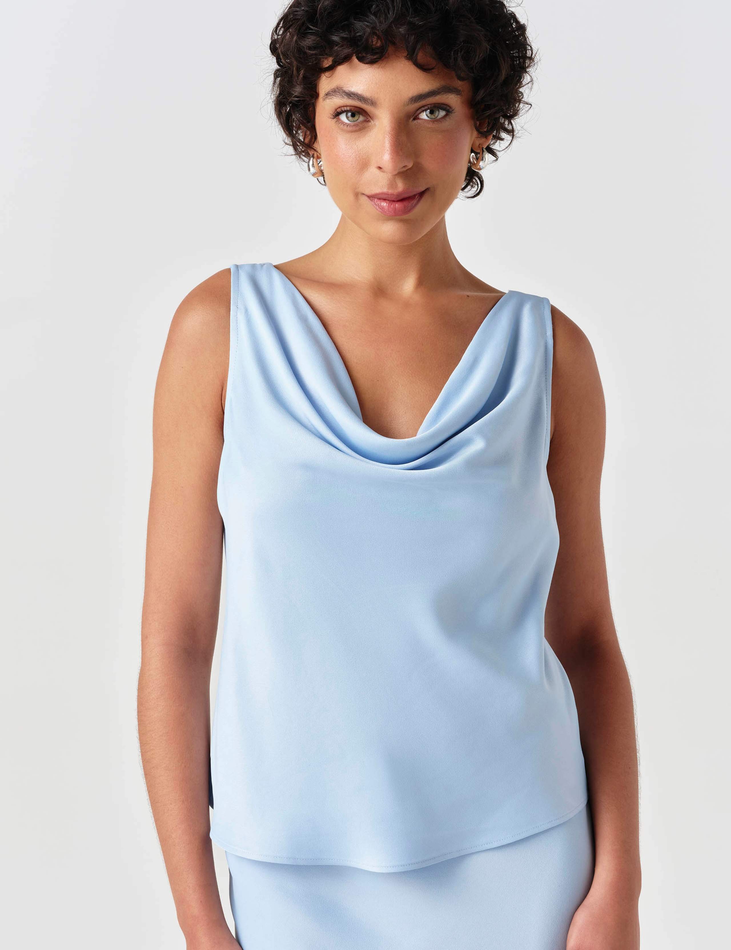 Satin Cowl Neck Vest Top