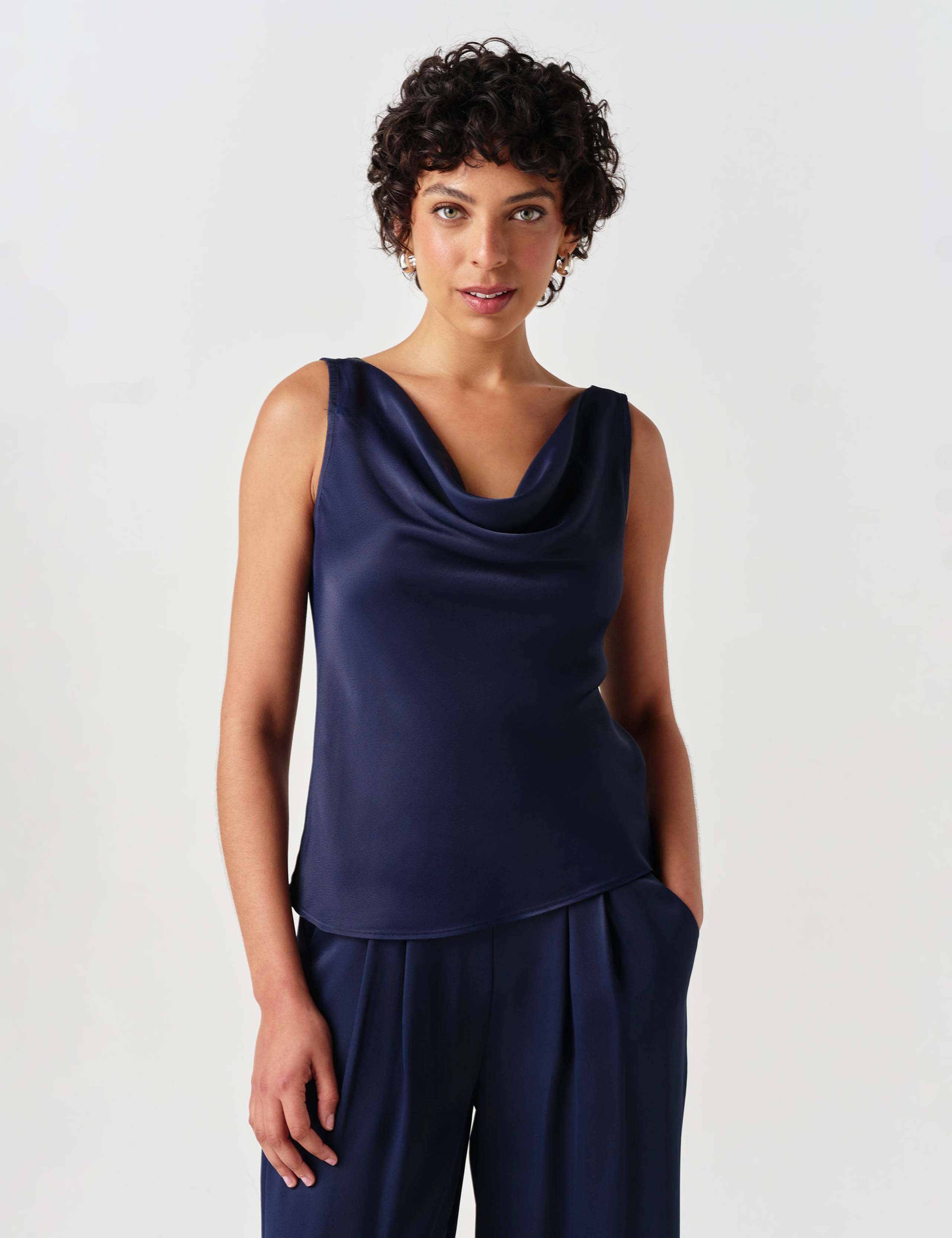 Satin Cowl Neck Vest Top