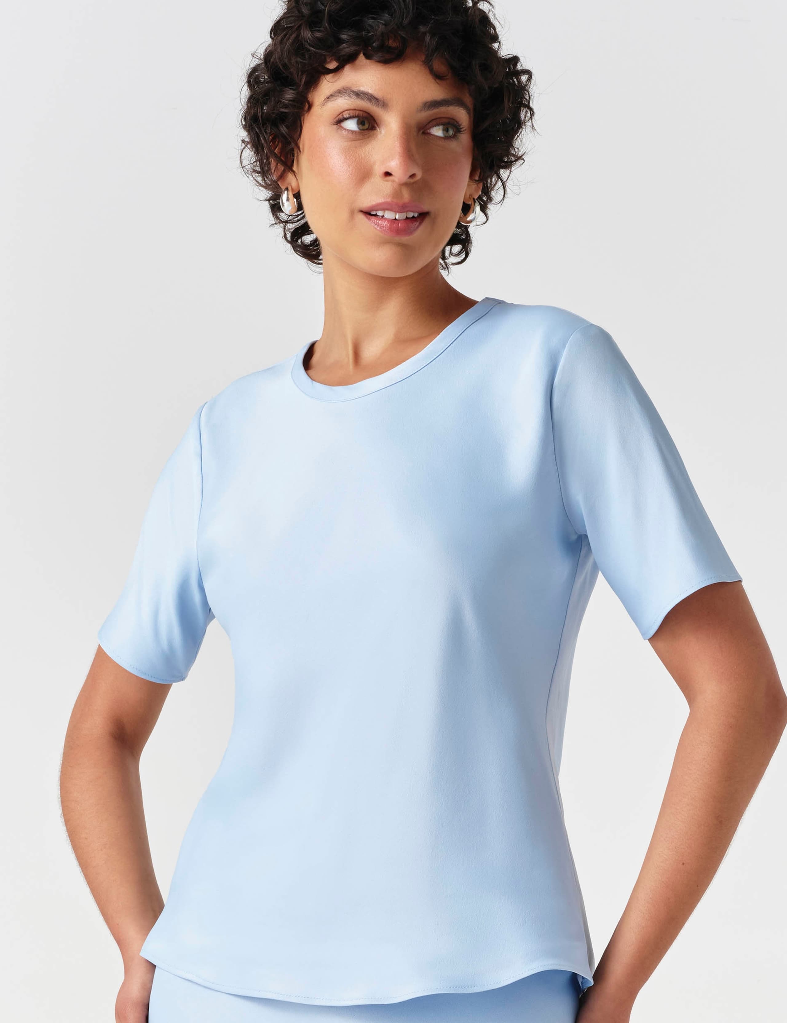 Satin Short Sleeve Top