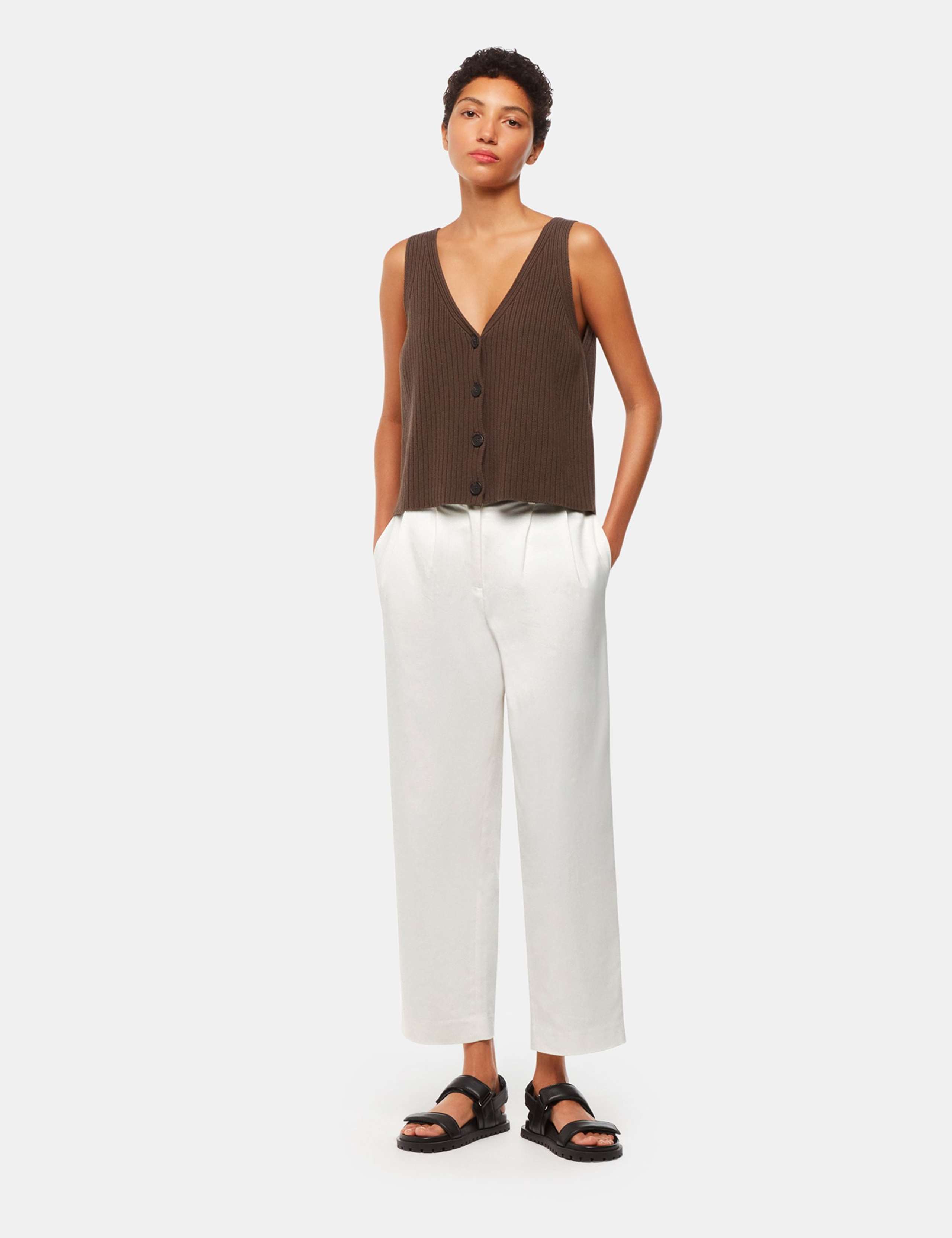 Lyocell Rich Barrel Leg Ankle Grazer Trousers