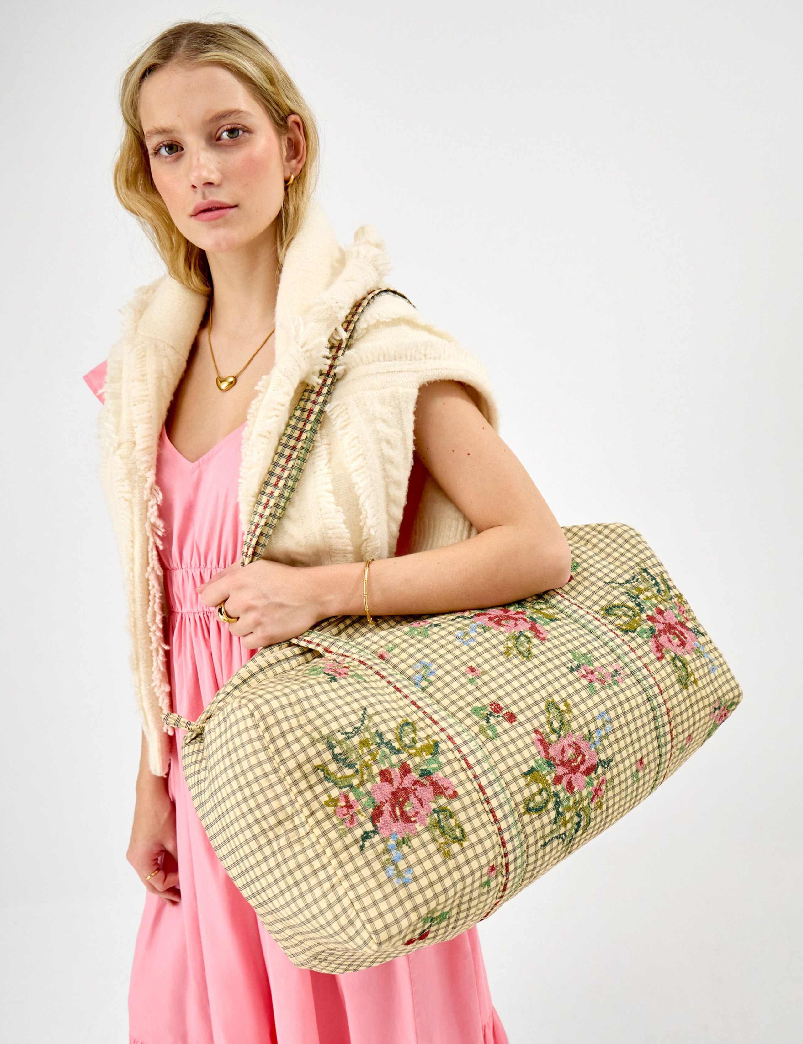 Pure Cotton Embroidered Weekend Bag