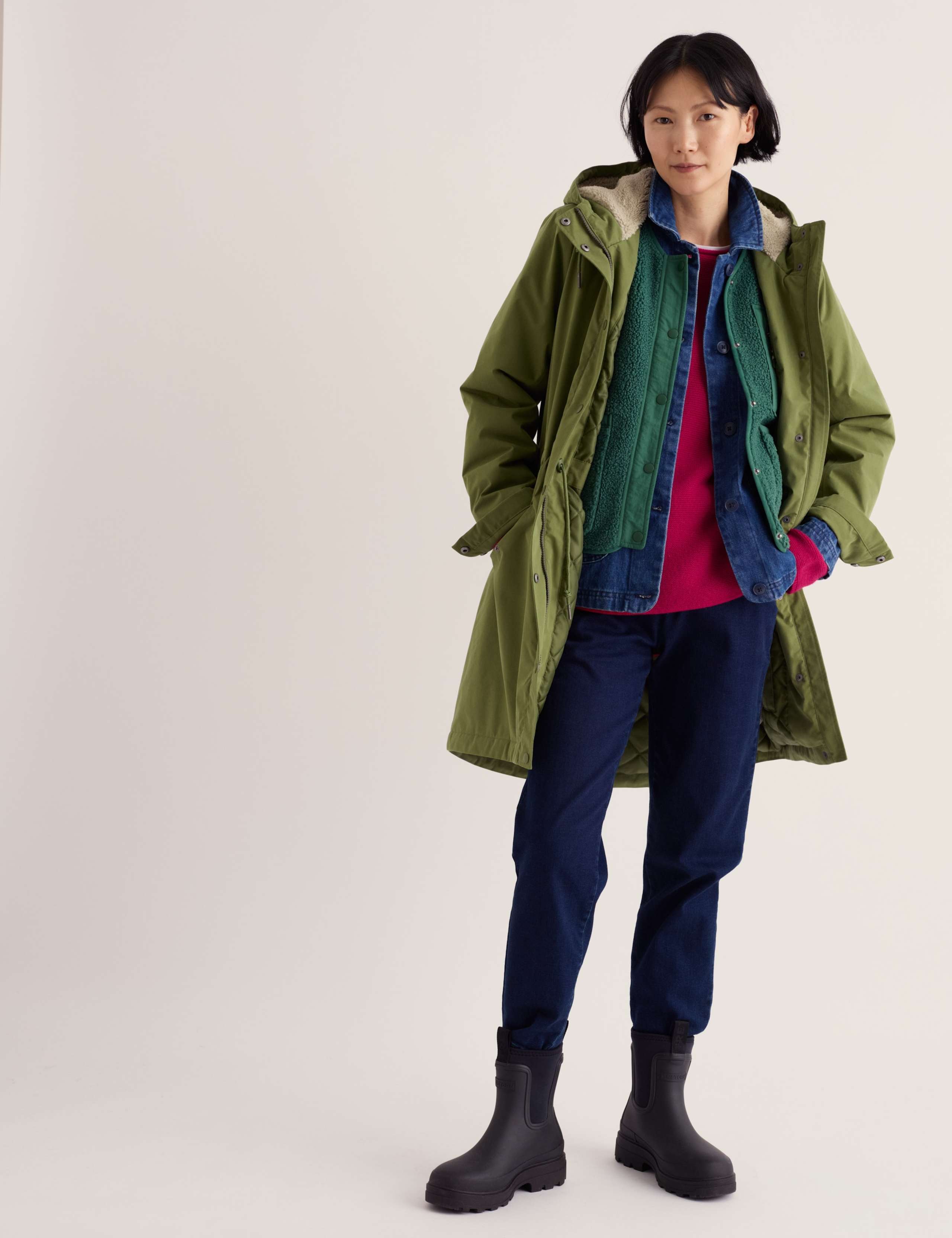 Cotton Rich Waterproof Hooded Parka Raincoat