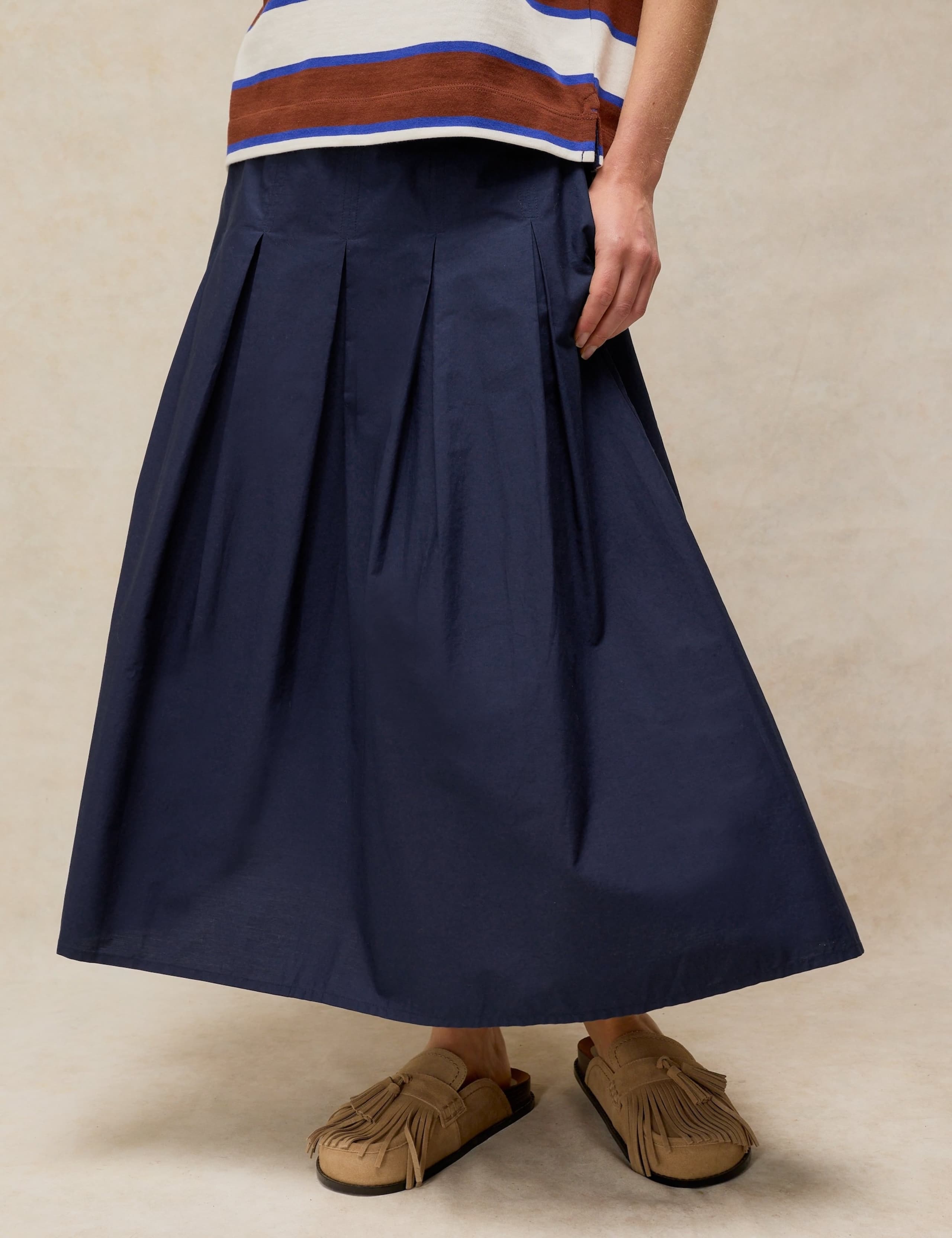 Pure Cotton Midi A-Line Skirt