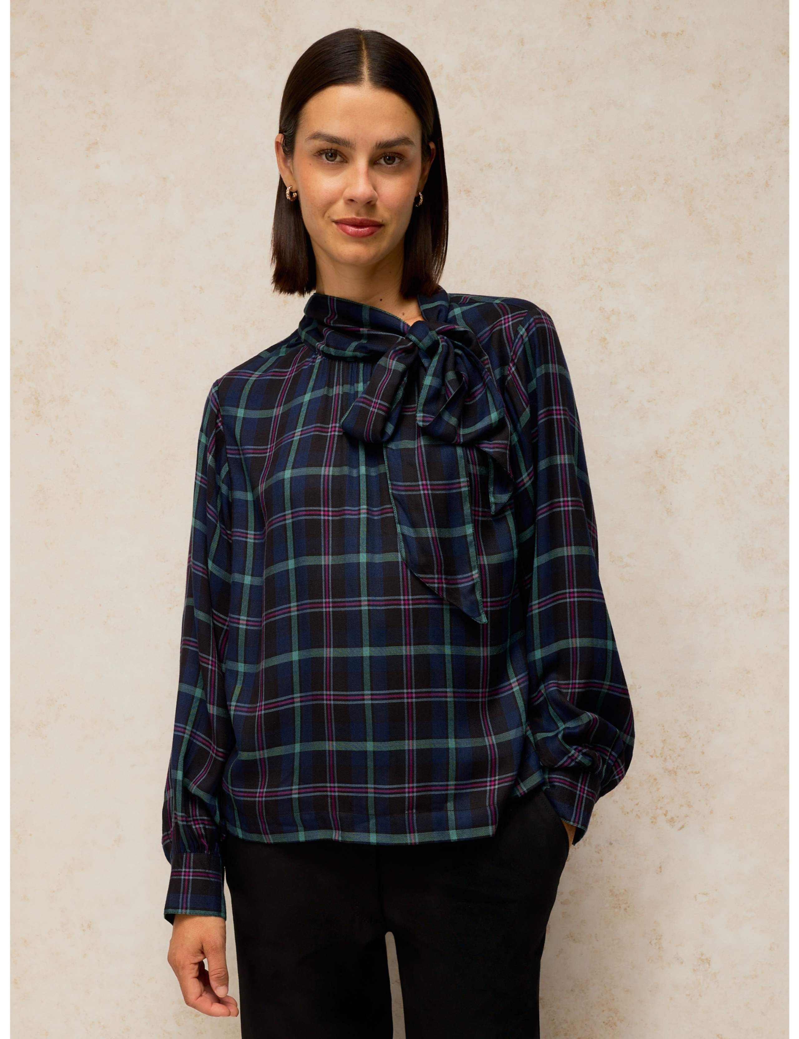 Fleur Pure Cotton Tie Neck Top