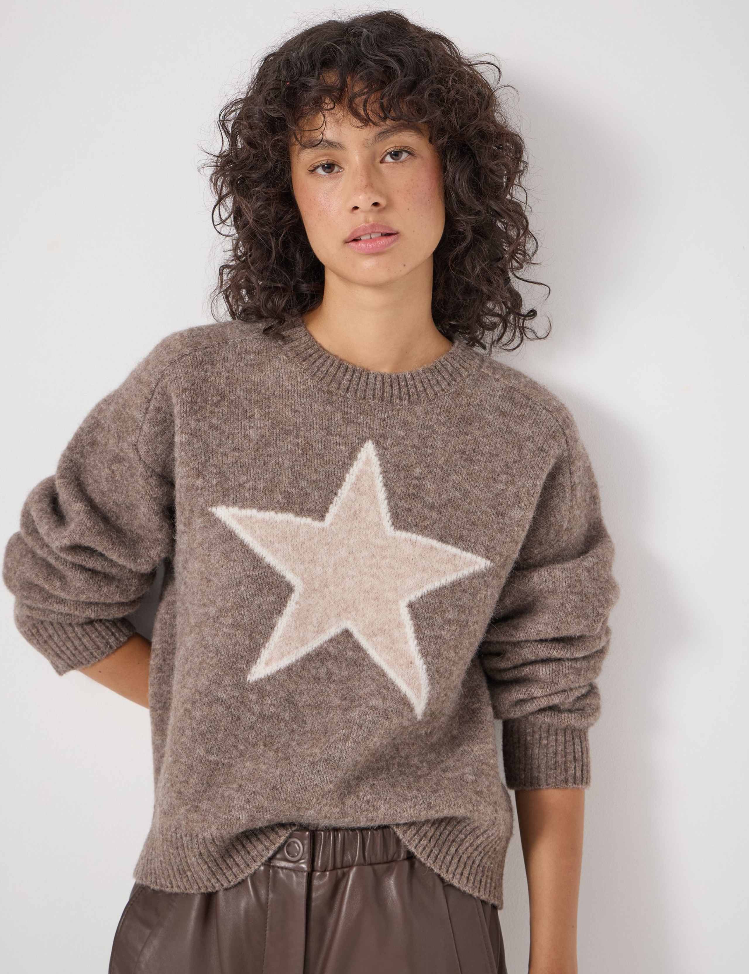 Alpaca Blend Star Crew Neck Jumper