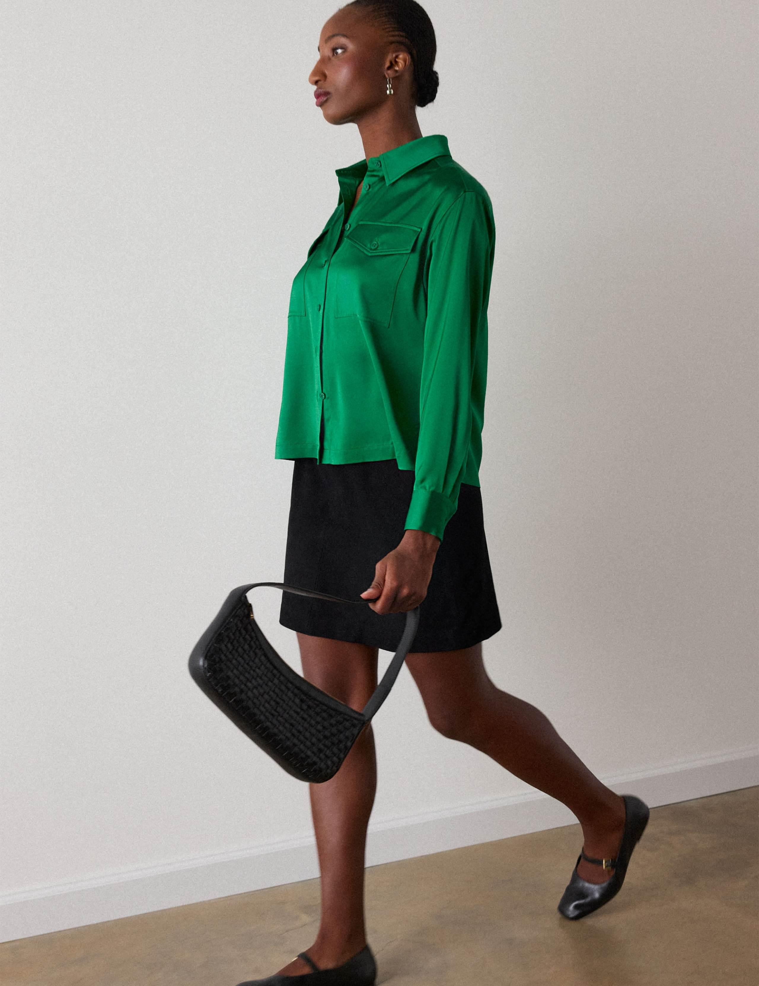 Satin Utility Collared Shirt
