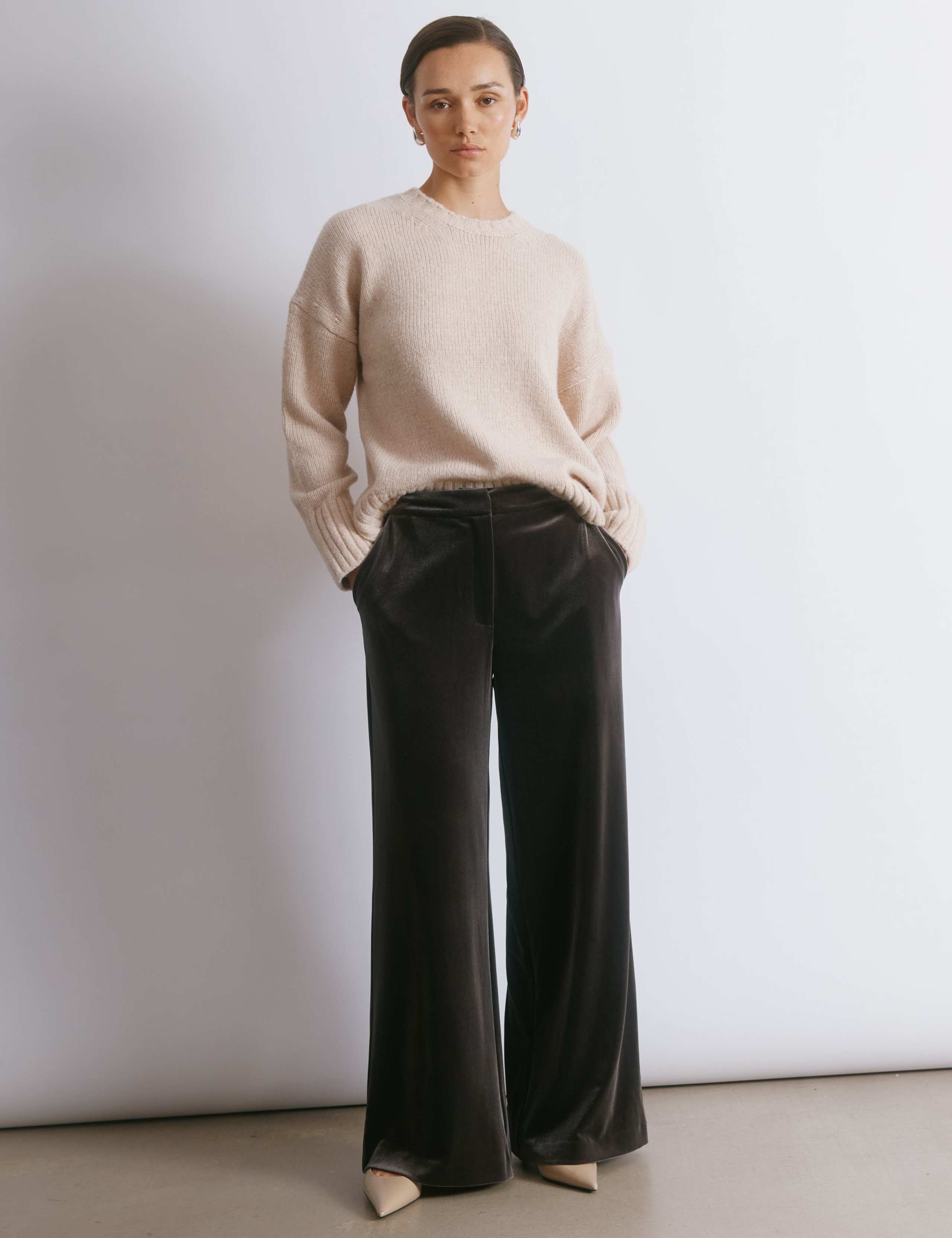 Velvet Wide Leg Trousers