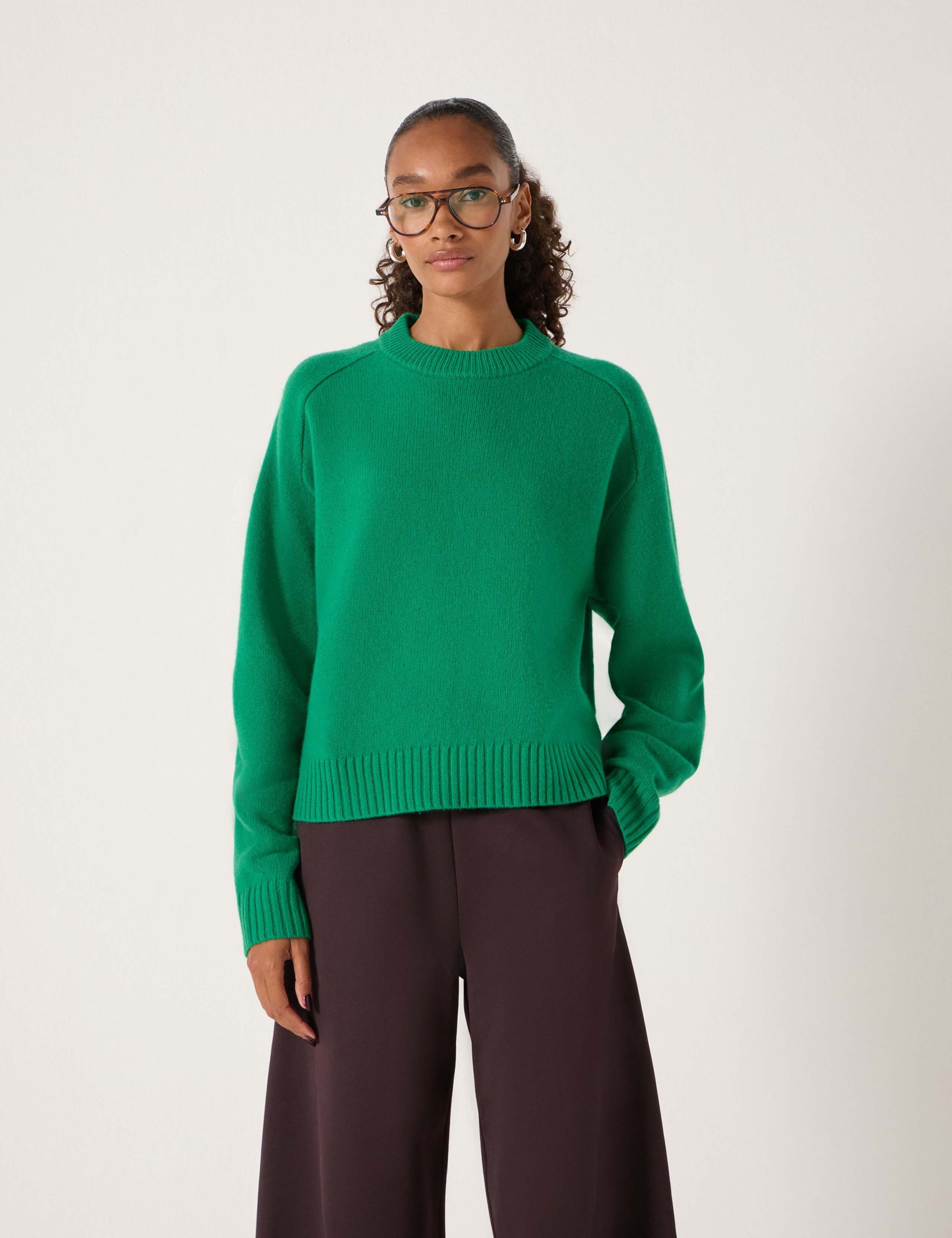 Pure Wool Textured Crew Neck Jumper