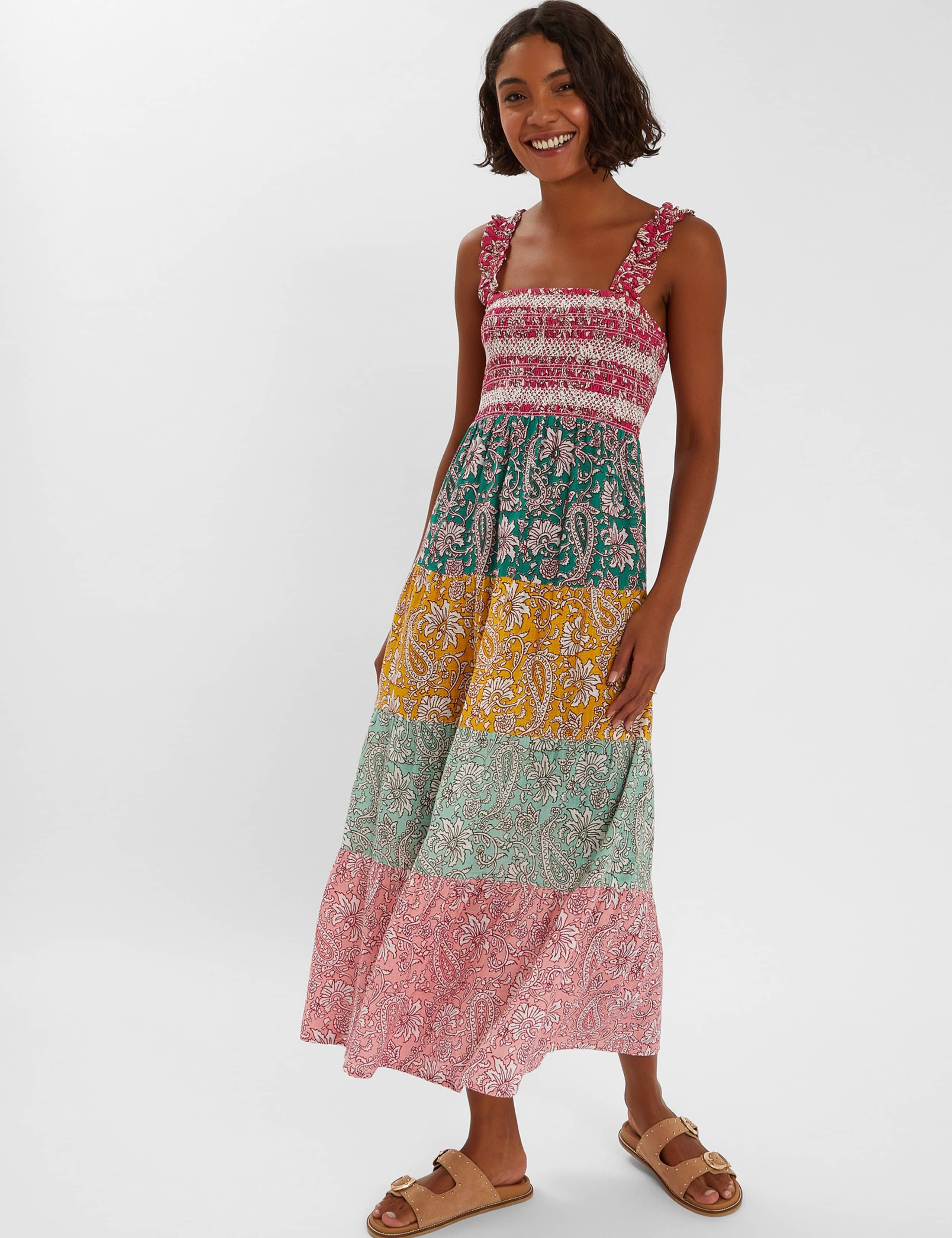 Pure Cotton Paisley Maxi Tiered Dress