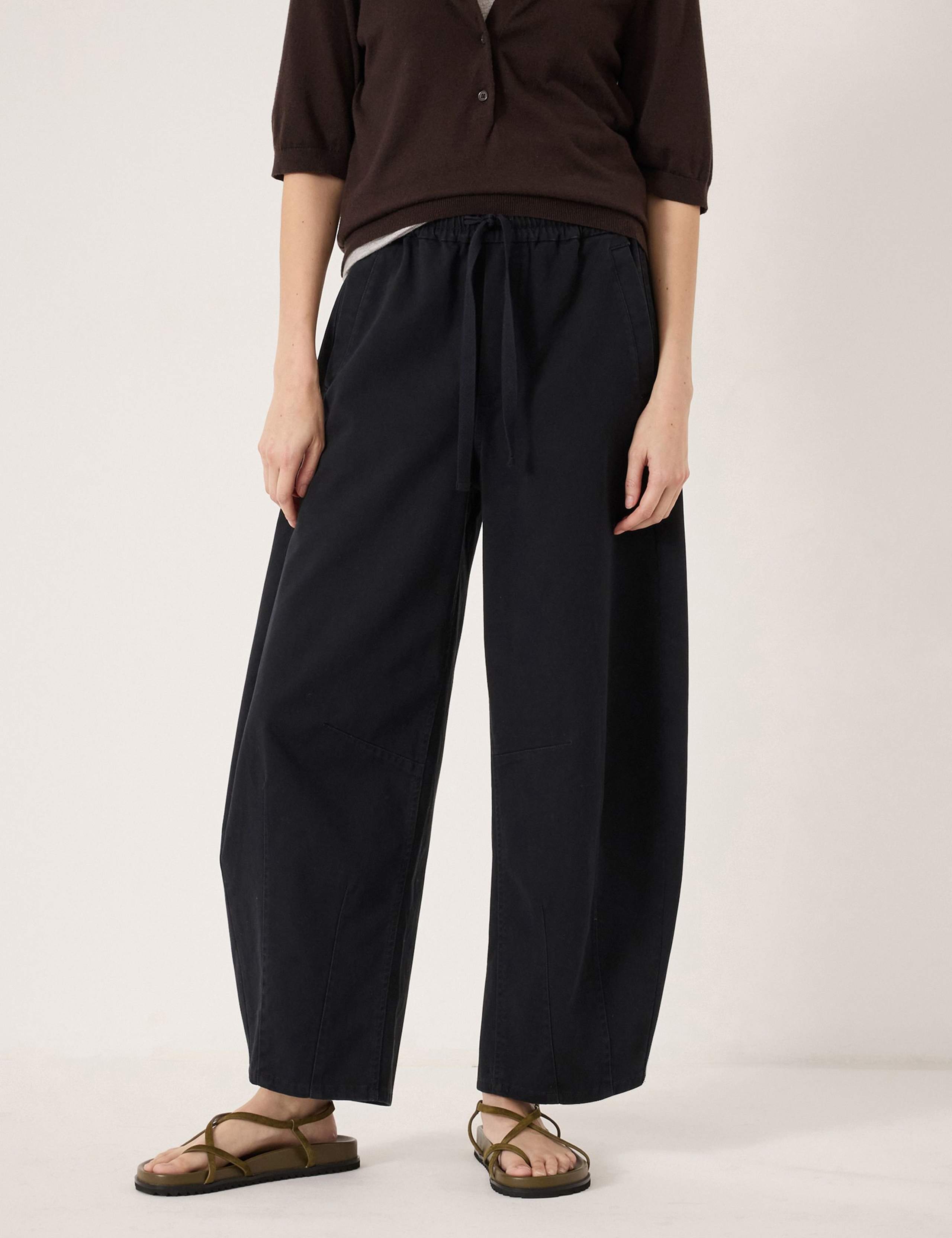 Pure Cotton Pull On Barrel Leg Trousers