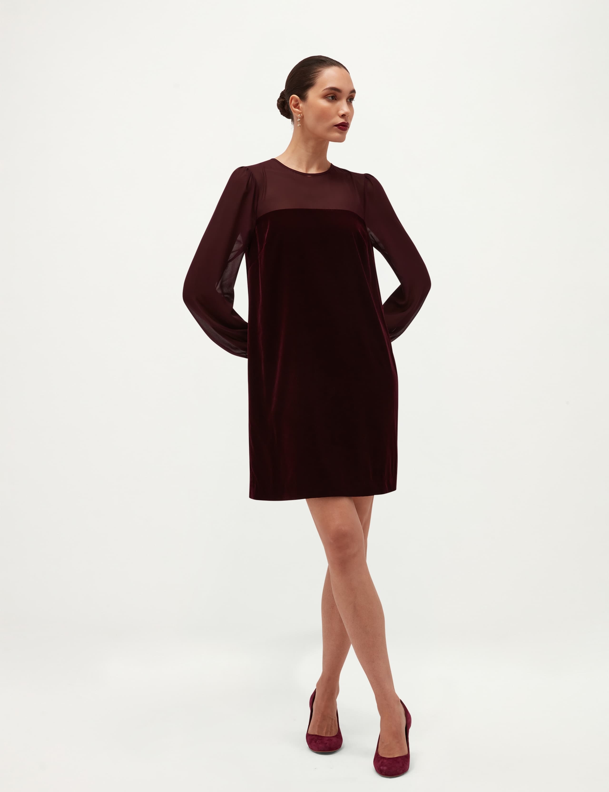 Crew Neck Zip Back Mini Dress
