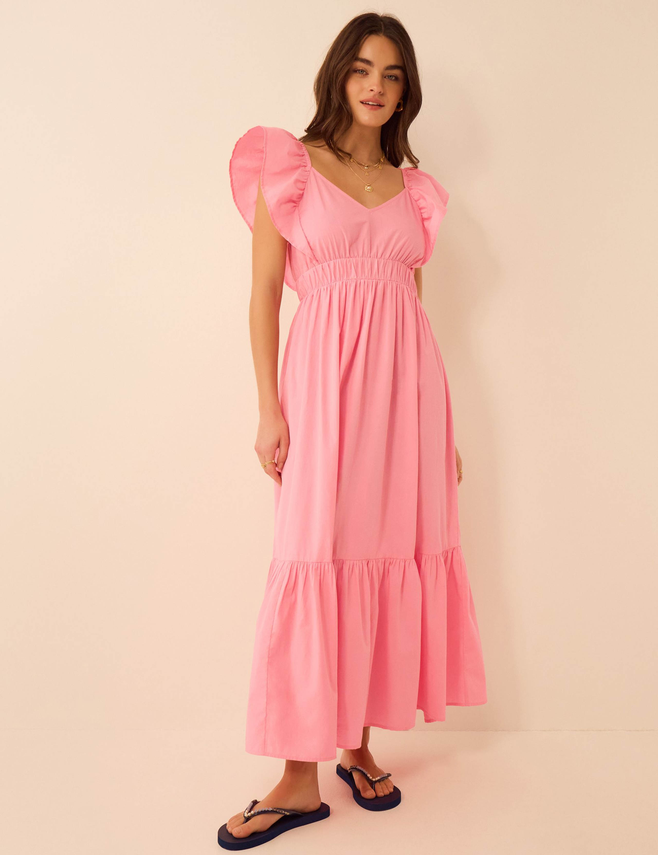 Pure Cotton Sweetheart Neckline Beach Dress