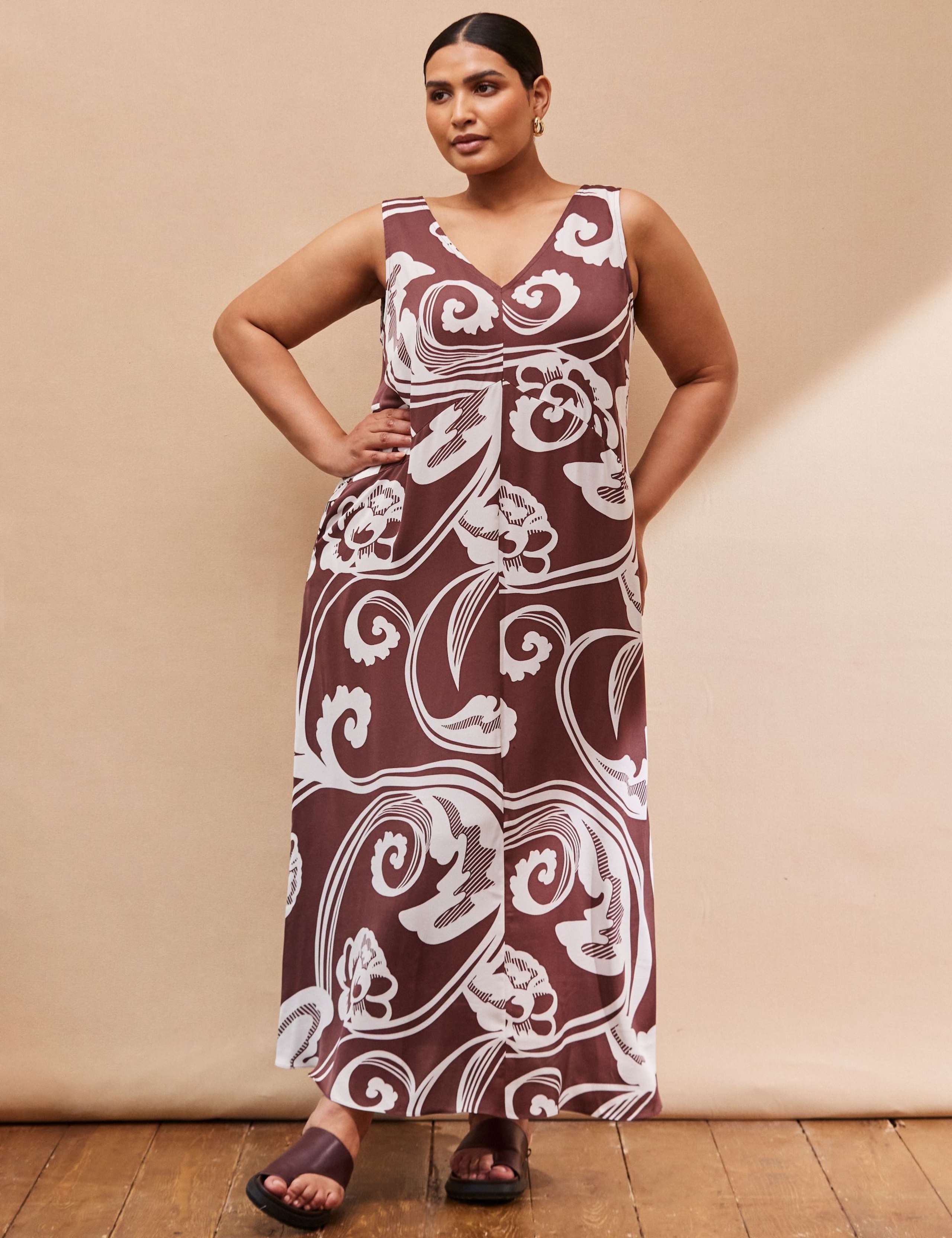 Paisley V-Neck Maxi Swing Dress