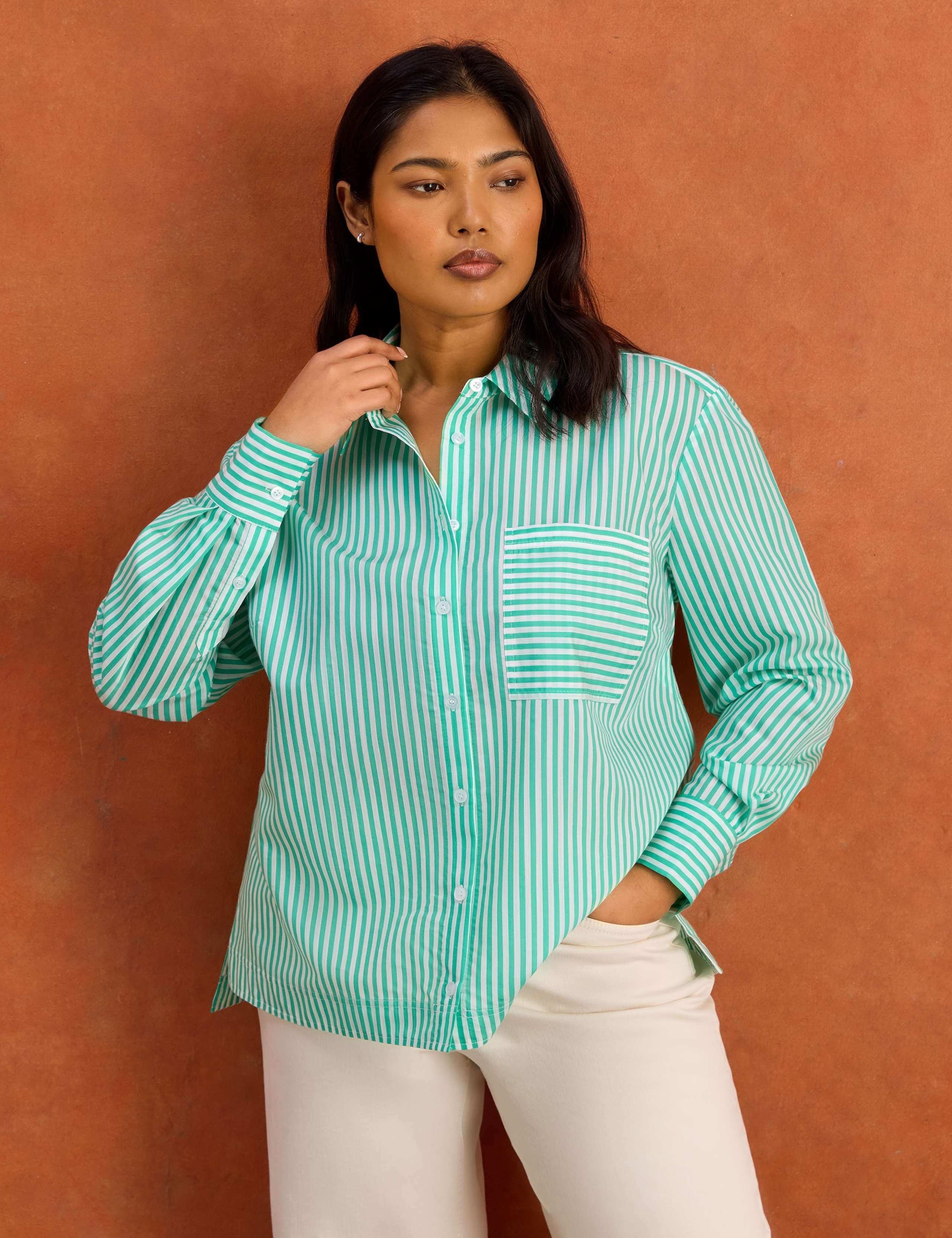 Lyocell Rich Striped Relaxed Shirt