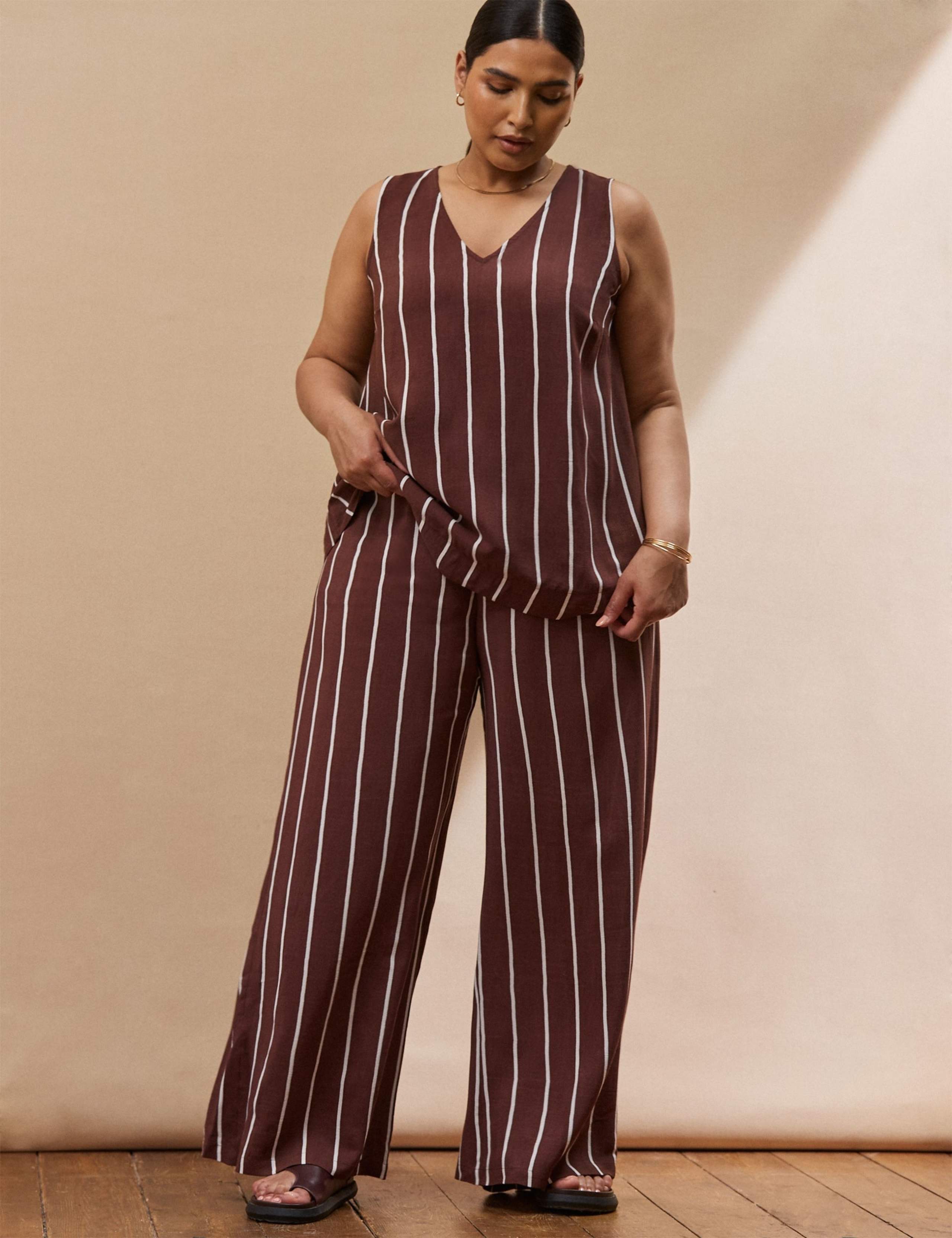 Striped Wide Leg Trousers