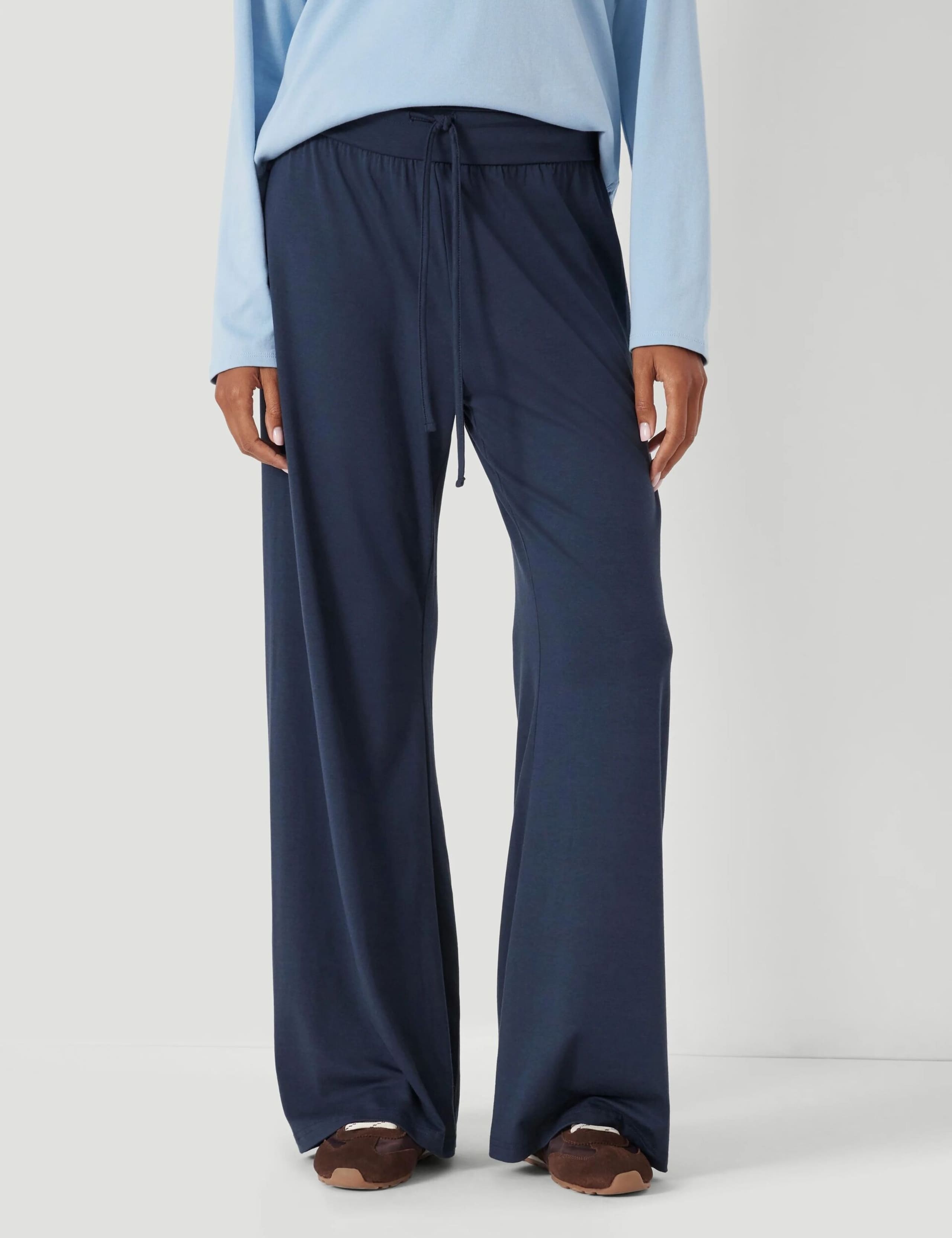 Modal Blend Drawstring Wide Leg Joggers