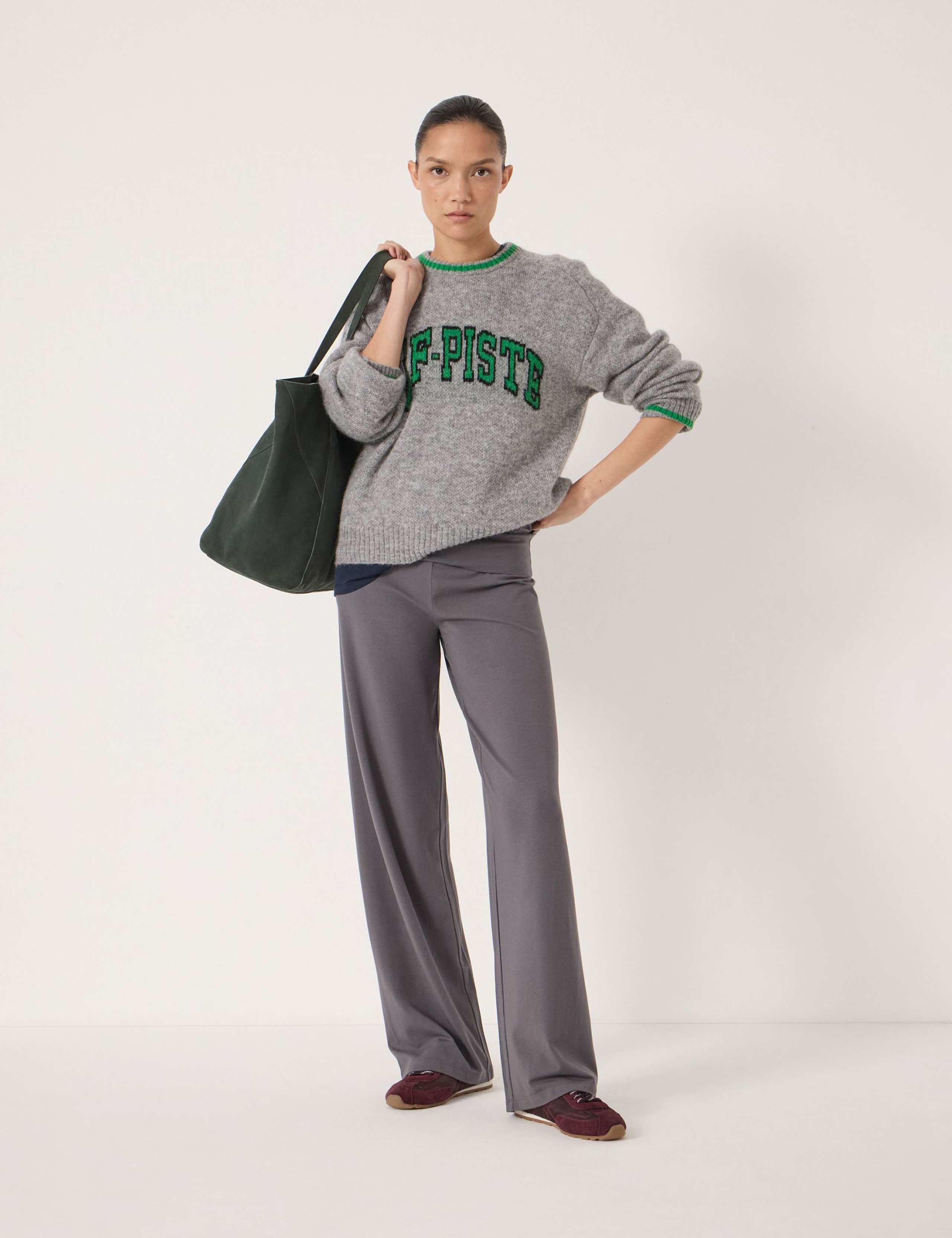 Cotton Blend Foldover Waist Joggers