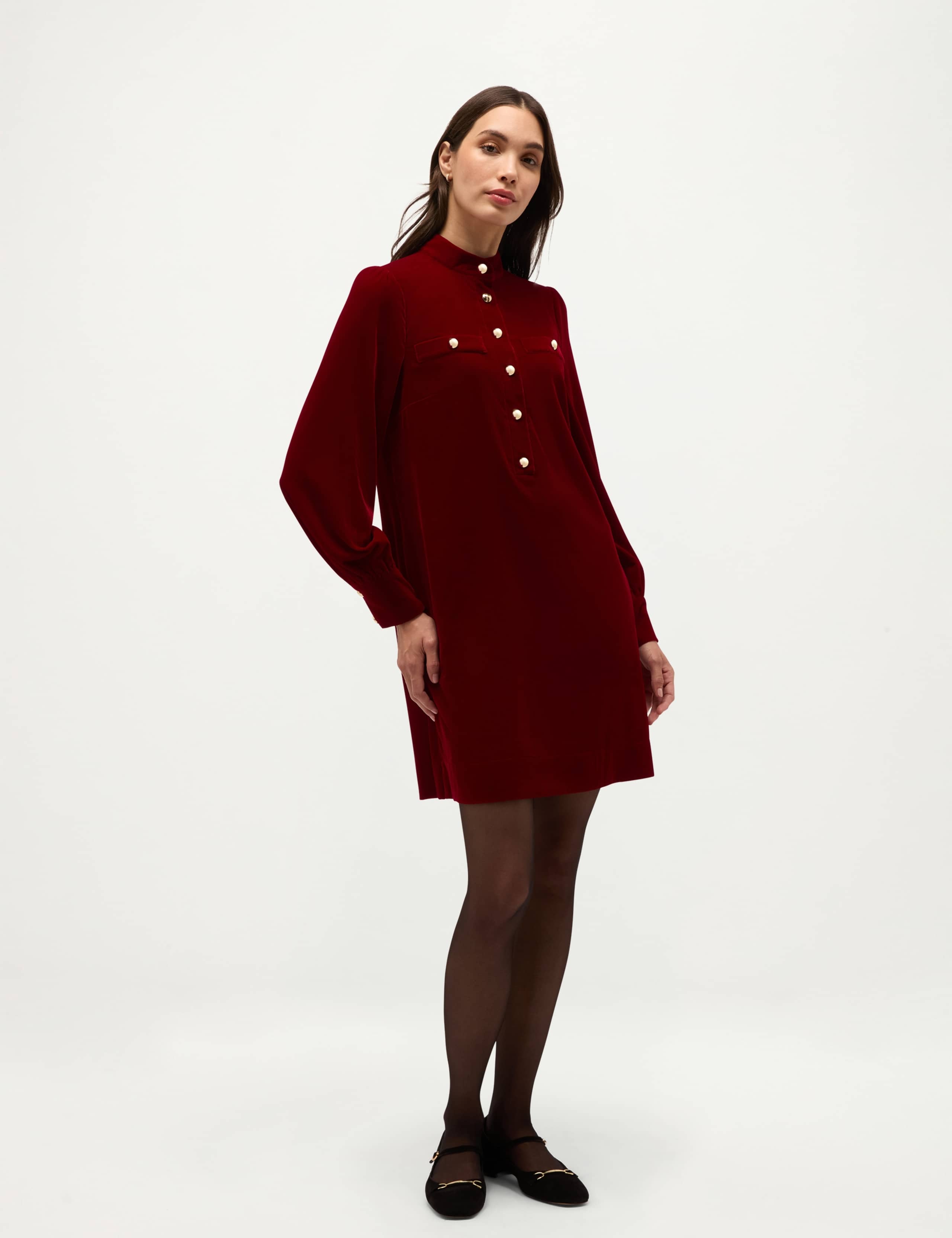 Velvet Crew Neck Mini Shift Dress