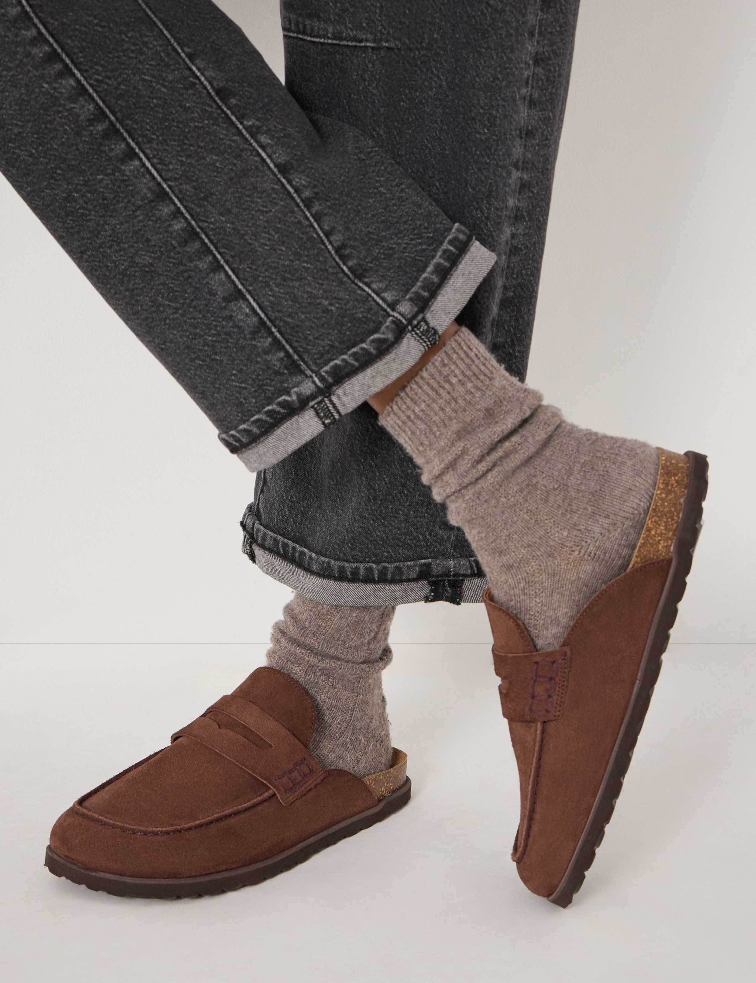 Suede Backless Loafers