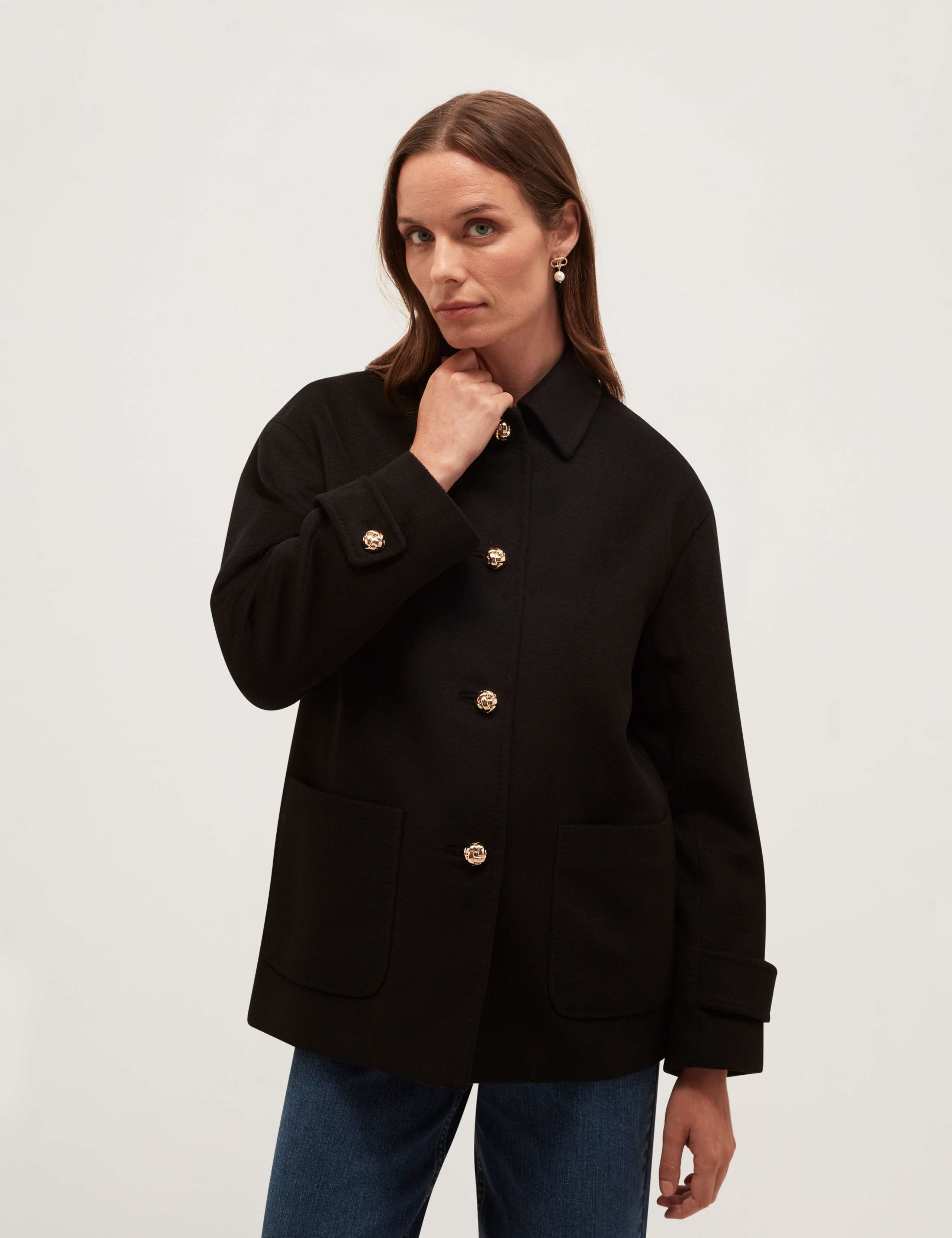 Wool Rich Collared Short Car Coat
