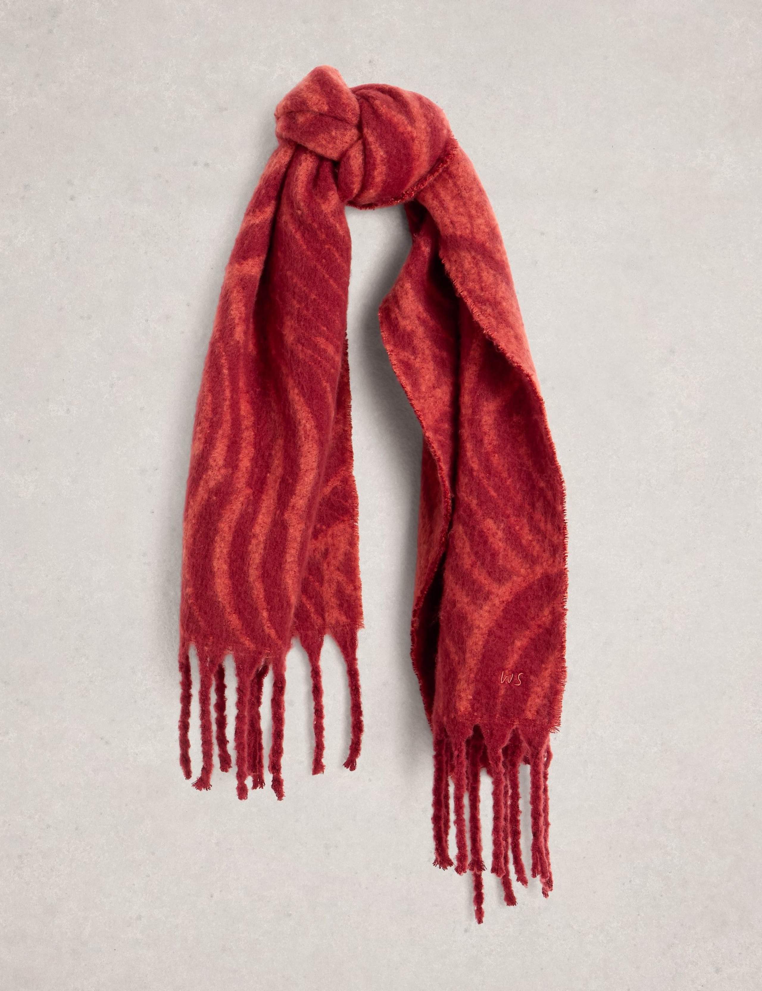 Printed Brushed Tassel Scarf