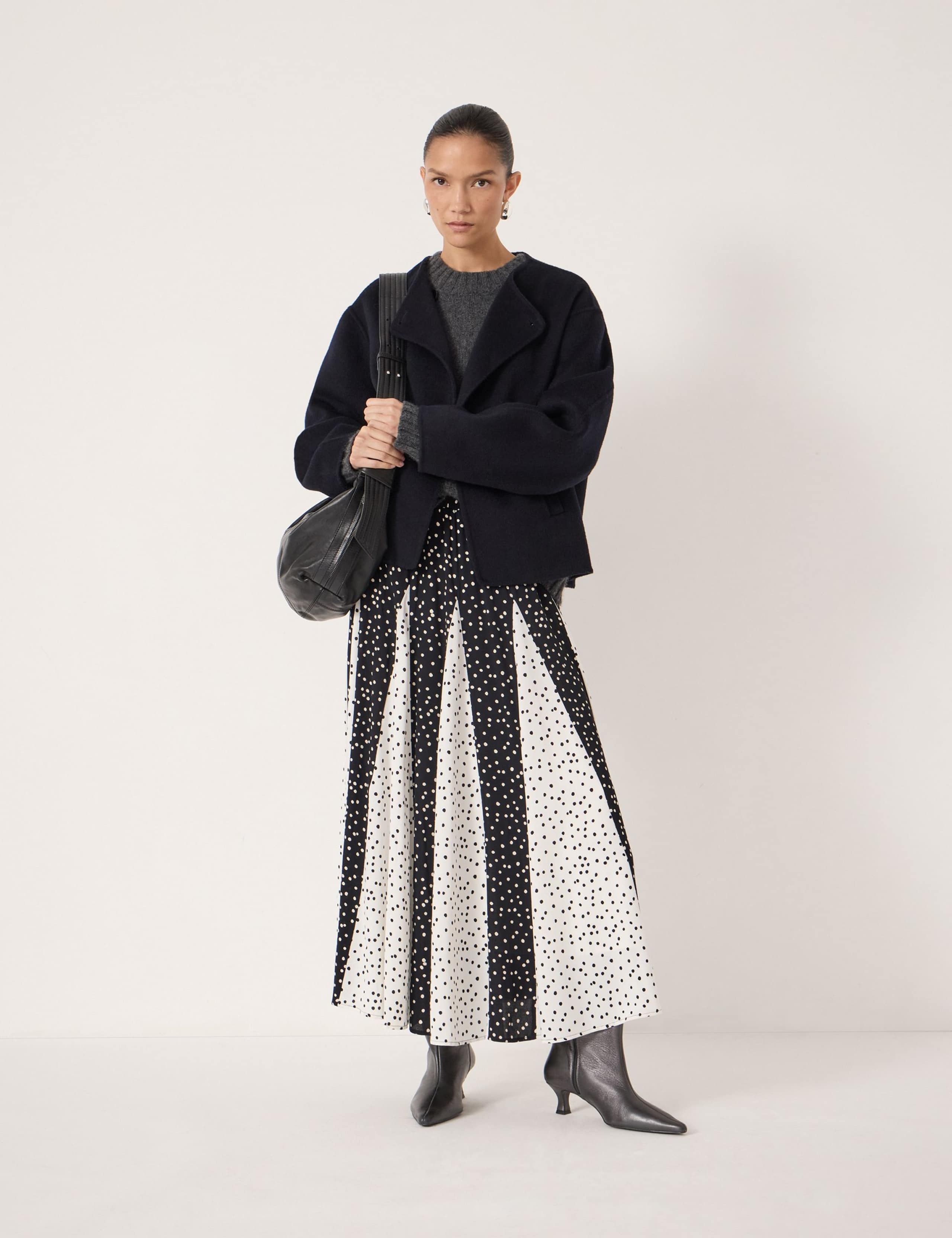 Polka Dot Pleated Midaxi Skirt