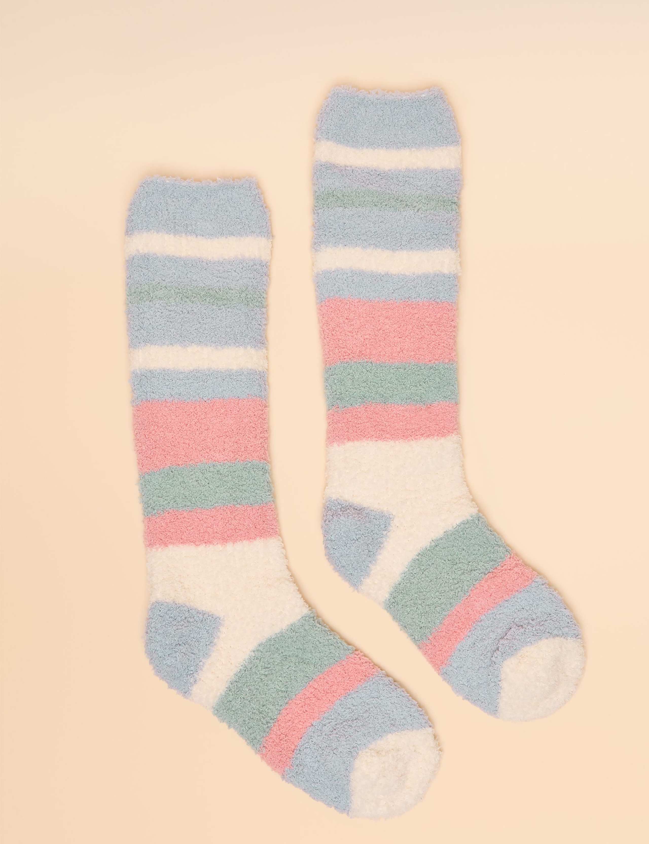 Colour Block Striped Fluffy Socks
