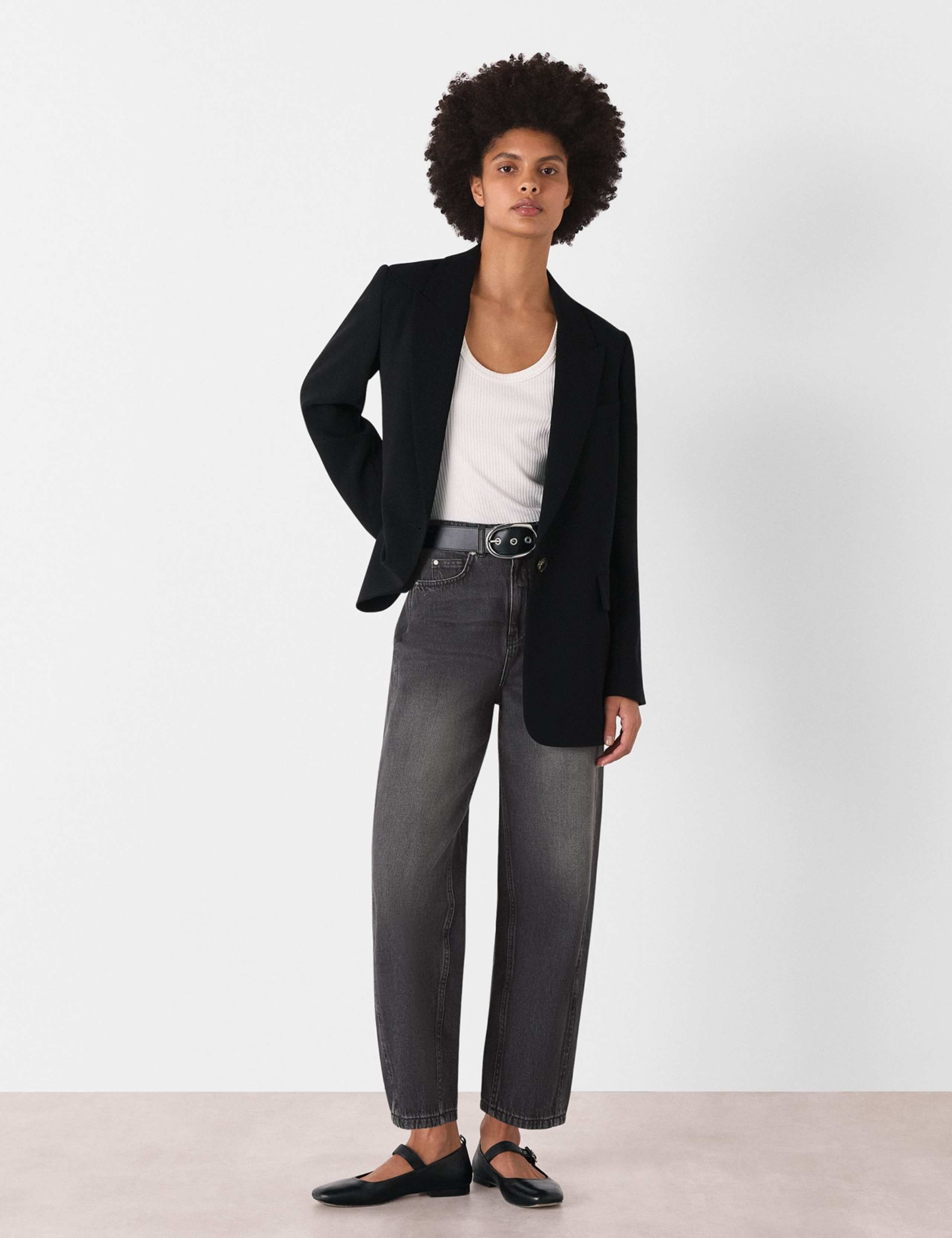 High Waisted Barrel Ankle Grazer Jeans