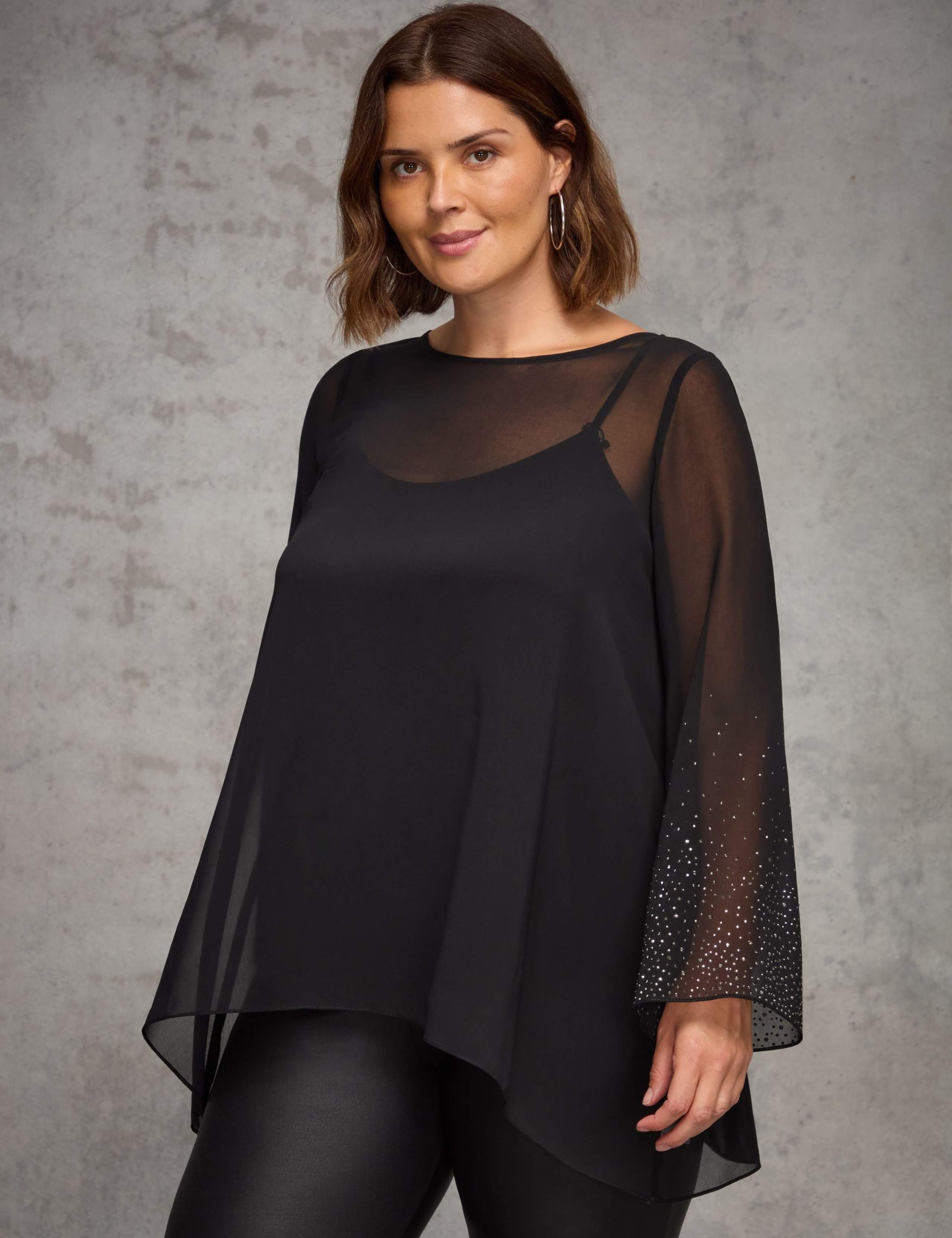 Sheer Embellished Layered Top