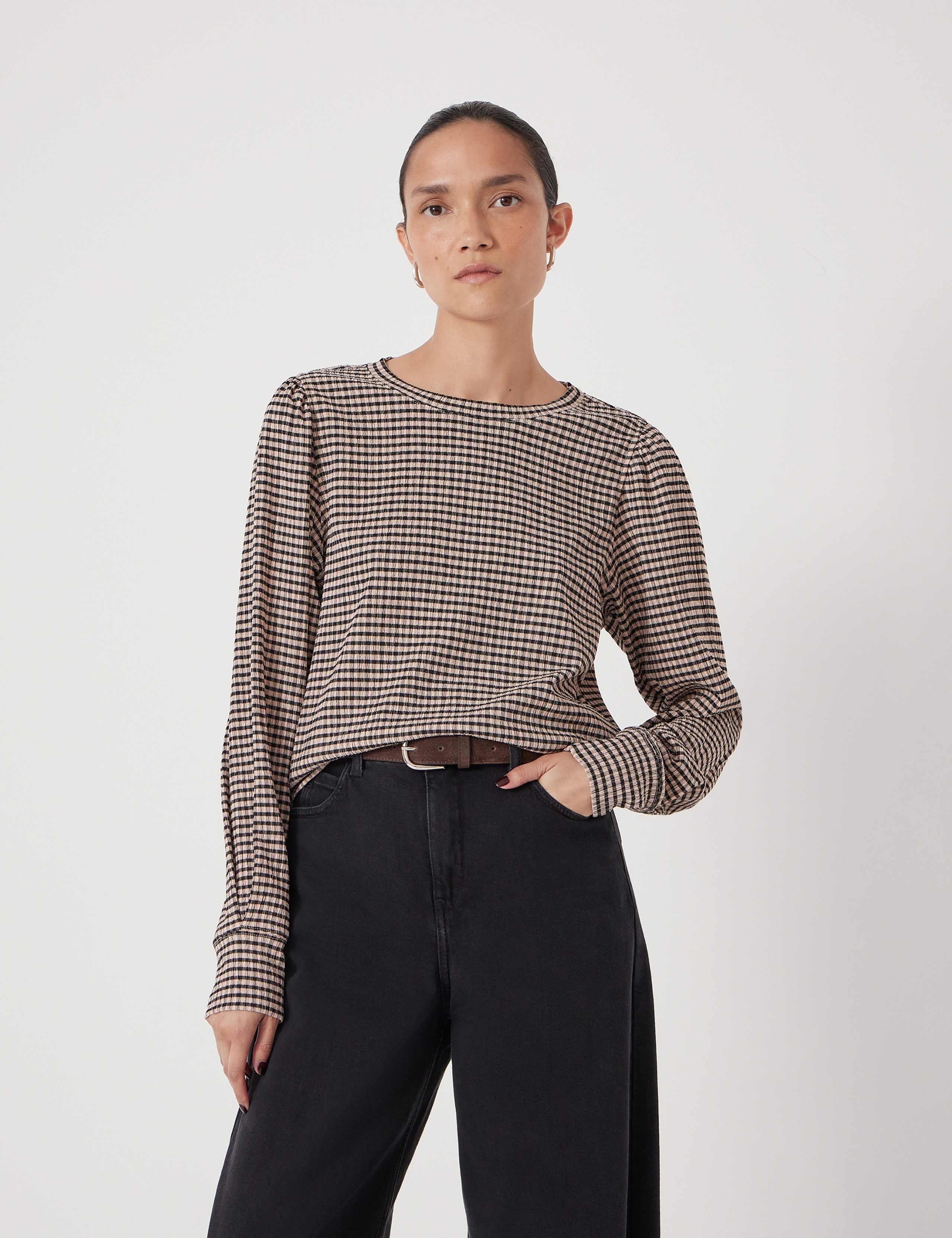 Emily Gingham Puff Sleeve Top