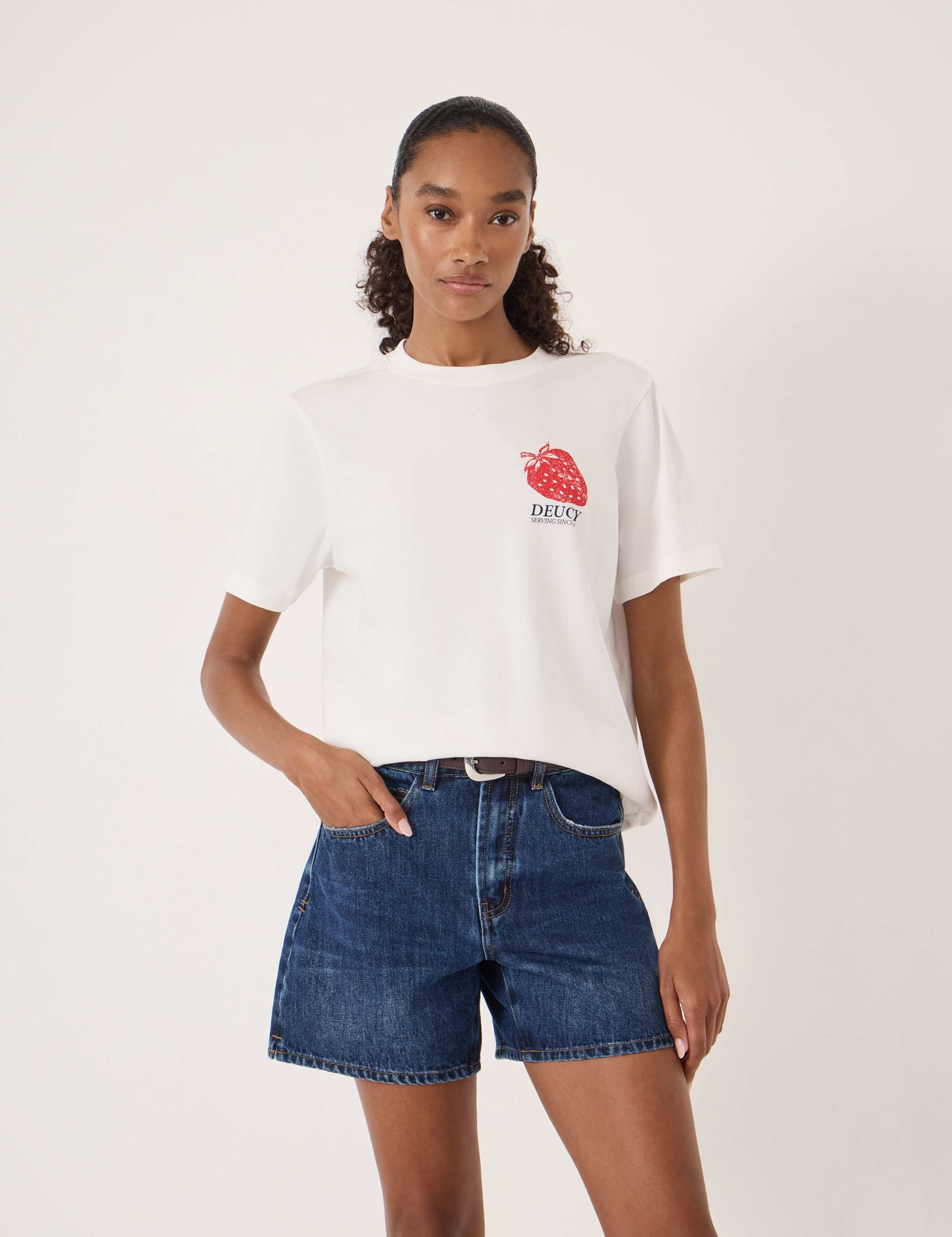 Pure Cotton Deucy Strawberry Graphic T-Shirt