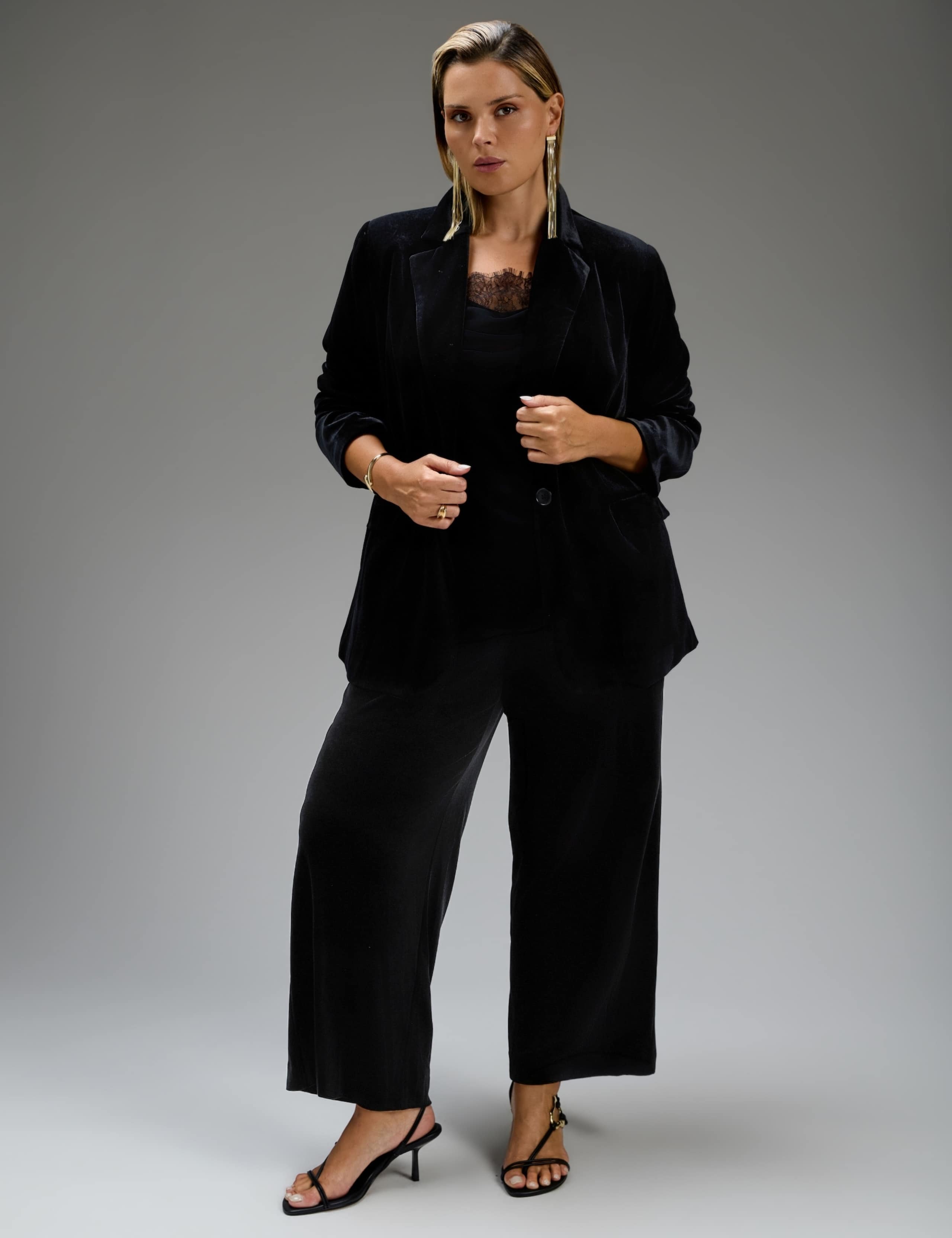 Flat Front Elasticated Waist Wide Leg Trousers